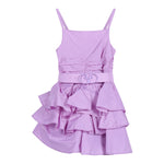 Fun & Fun Abito Bretelline Tinta Unita con Cintura per Bambina FNCJJP16377 GLICINE FUN & FUN 