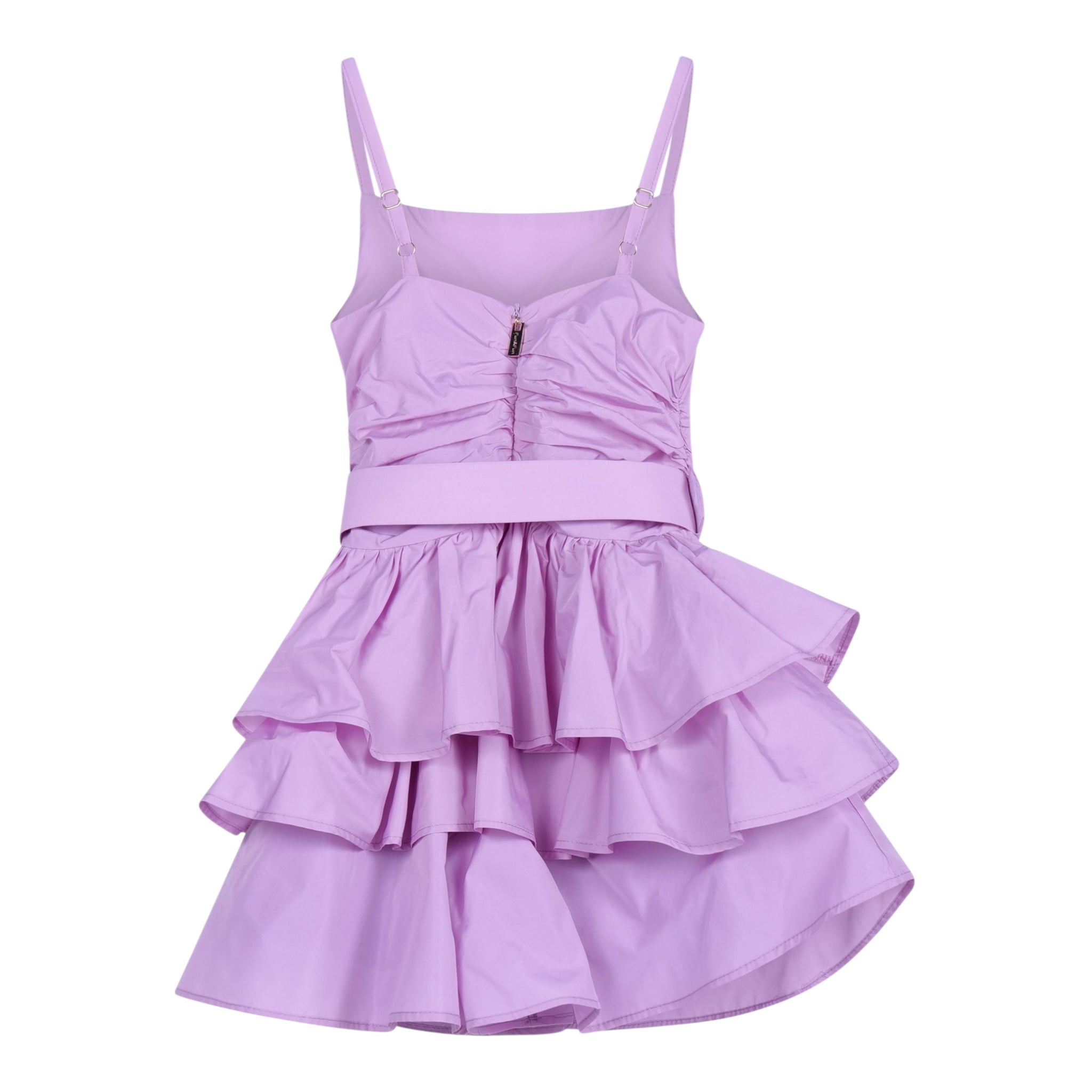 Fun & Fun Abito Bretelline Tinta Unita con Cintura per Bambina FNCJJP16377 GLICINE FUN & FUN 