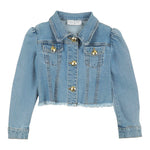 Gaelle Giubbino In Denim Tinta Unita con Bottoni In Contrasto per Bambina 27450D00019 AZZURRO GAELLE 