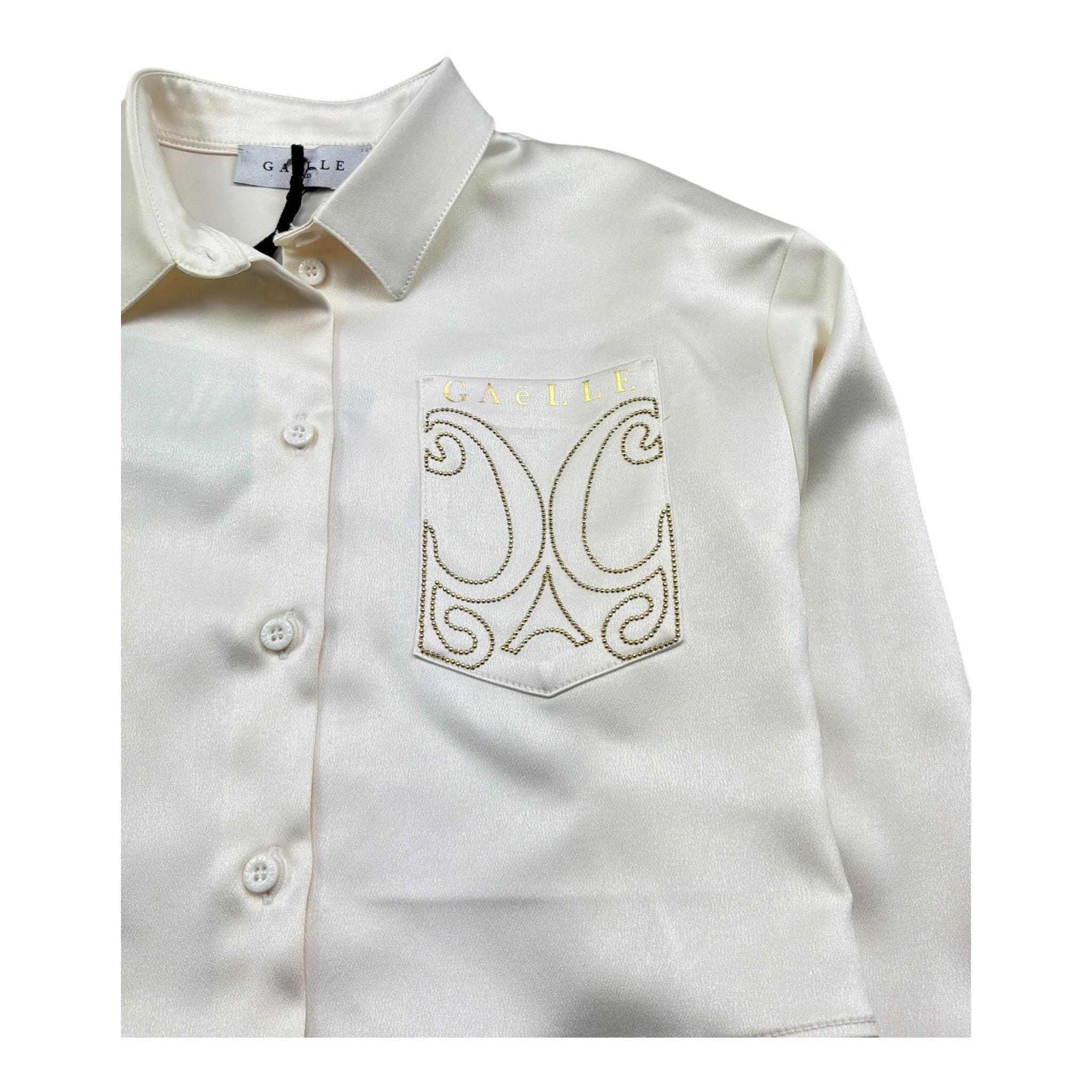 Gaelle Camicia Manica Lunga Tinta Unita con Strass per Bambina 2745CY00360 AVORIO GAELLE 