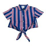 Gaelle Camicia Mezza Manica Fantasia Righe Blu per Bambina 2746C0218 BLU GAELLE 