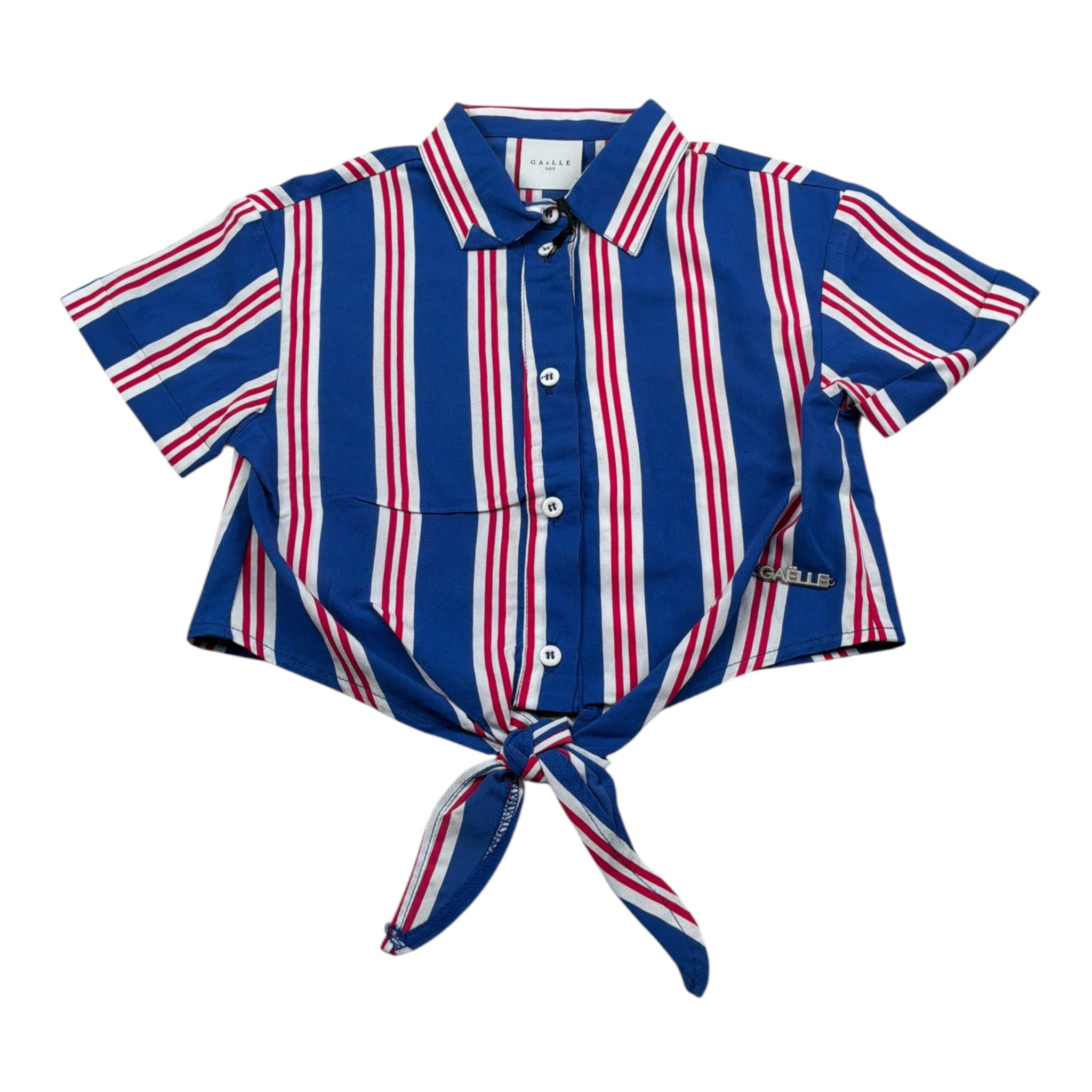Gaelle Camicia Mezza Manica Fantasia Righe Blu per Bambina 2746C0218 BLU GAELLE 