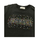 Gaelle T-Shirt Girocollo Tinta Unita con Logo Brillantinato per Bambina 2746M00329 NERO GAELLE 