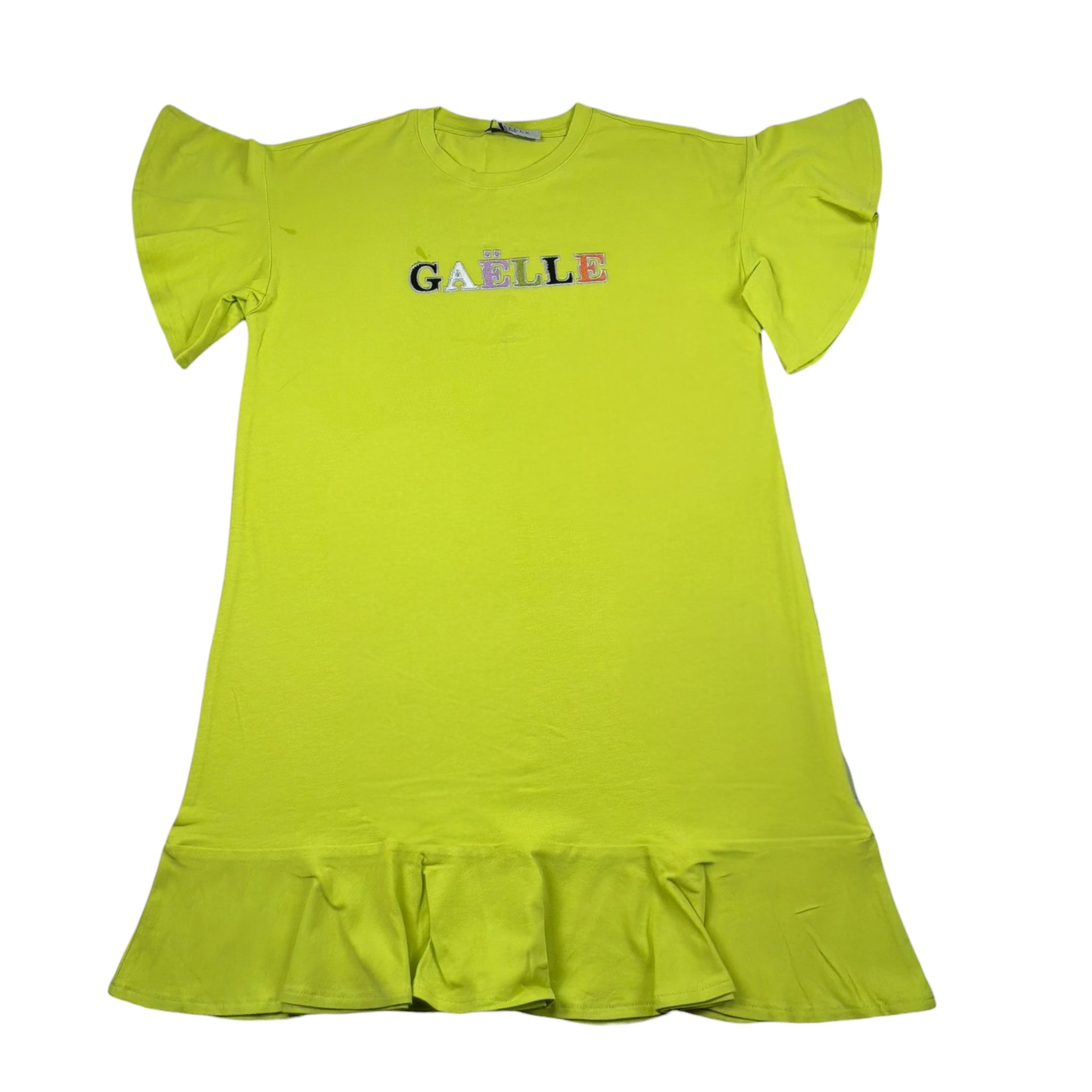 Gaelle Abito Mezza Manica Tinta Unita con Stampa per Bambina 2746V00339X VERDE GAELLE 