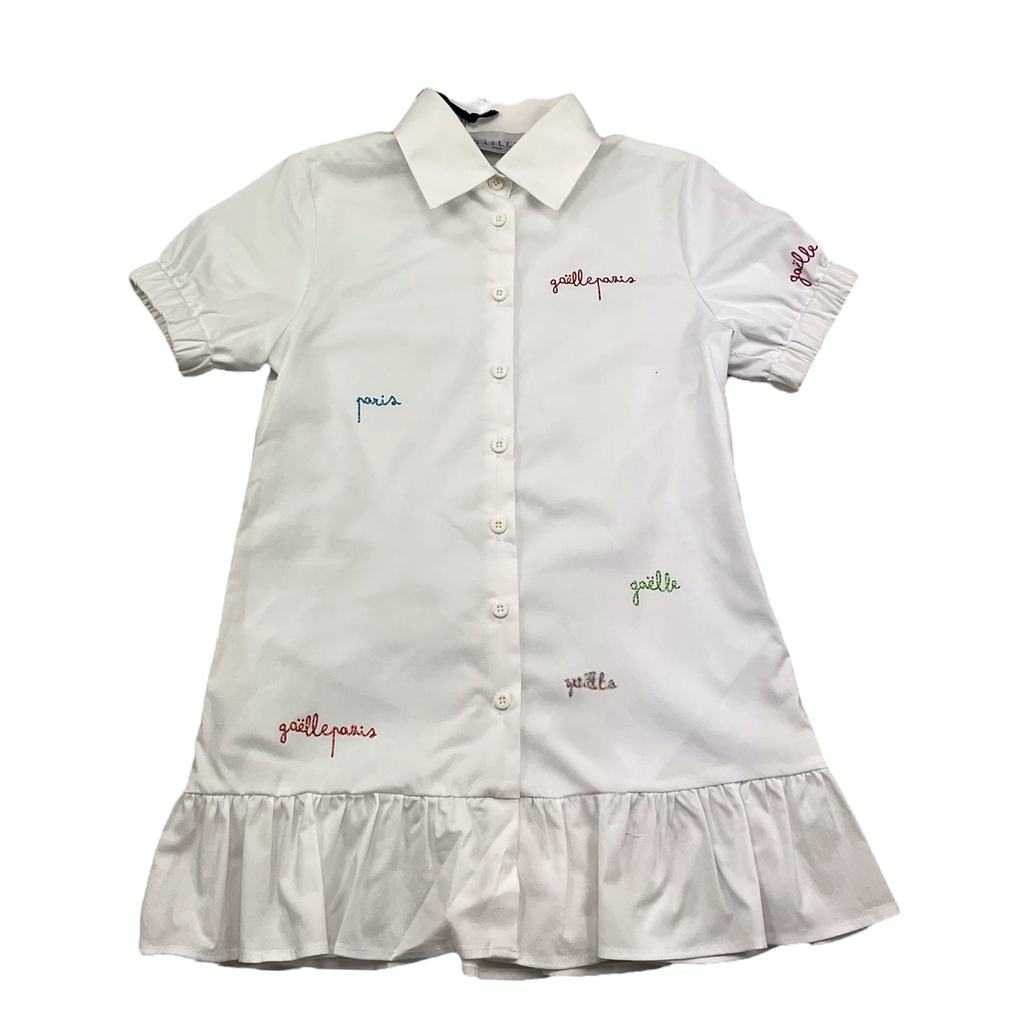 Gaelle Abito Mezza Manica Tinta Unita con Brillantini per Bambina 2746V00368 BIANCO GAELLE 