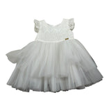 Gai Mattiolo Abito Giromanica tinta unita con Tulle Bianco per Neonata GM140141N BIANCO GAI  MATTIOLO 