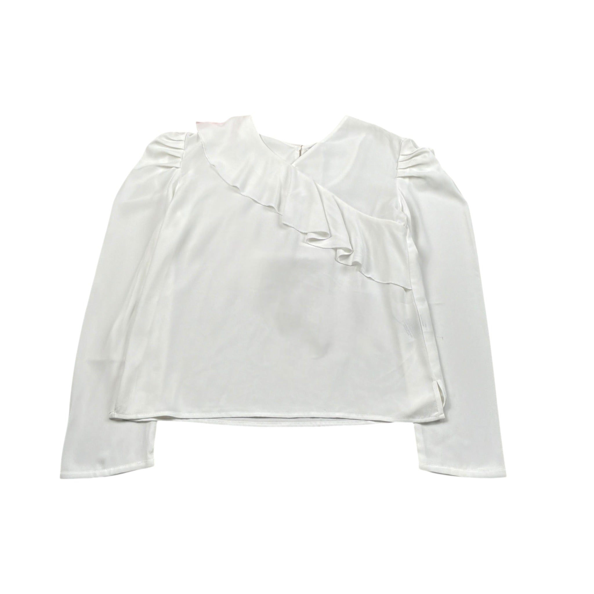 Gaialuna Camicia Tinta Unita con Balze per Bambina G2294 BIANCO GAIALUNA 