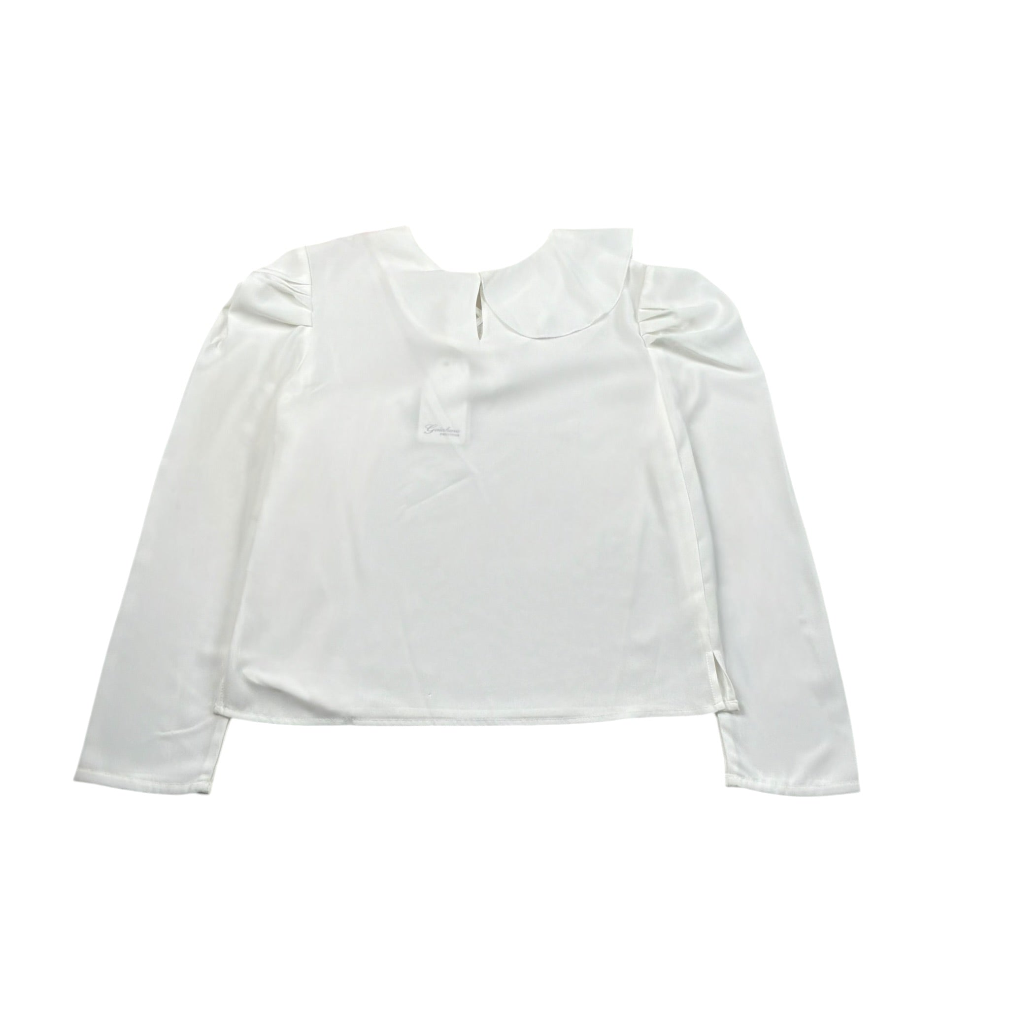 Gaialuna Camicia Tinta Unita con Balze per Bambina G2294 BIANCO GAIALUNA 