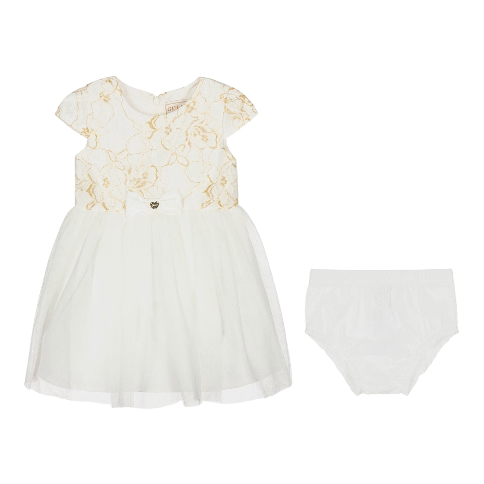 Guess Abito Mezza Manica Tinta Unita con Culotte per Neonata A3RK23KBL00 BIANCO GUESS 