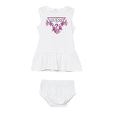 Guess Abito Giromanica Tinta Unita con Culotte per Neonata A4GK18KA6W4 BIANCO GUESS 