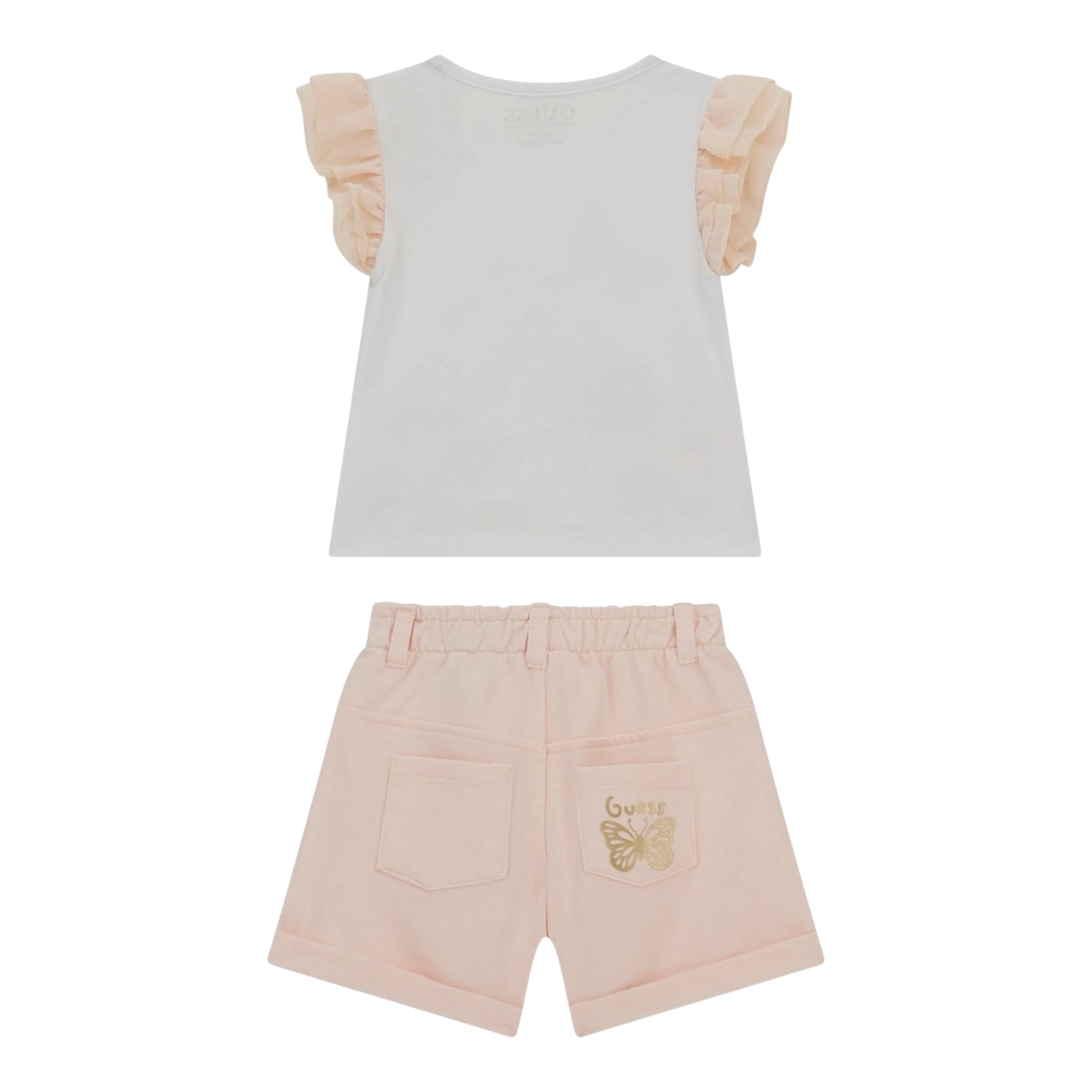 Guess Completo 2 Pezzi T-Shirt-Short Bicolore per Neonata A5RG14K6YW4 BIANCO/ROSA GUESS 