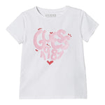 Guess T-Shirt Tinta Unita con Stampa per Bambina A5RI00K6YW4J BIANCO GUESS 
