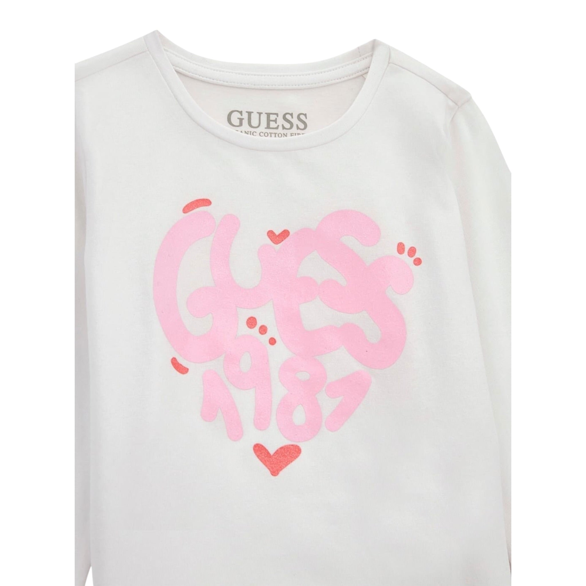 Guess Shirt Girocollo Tinta Unita con Logo per Neonata A5RI01K6YW4X BIANCO GUESS 