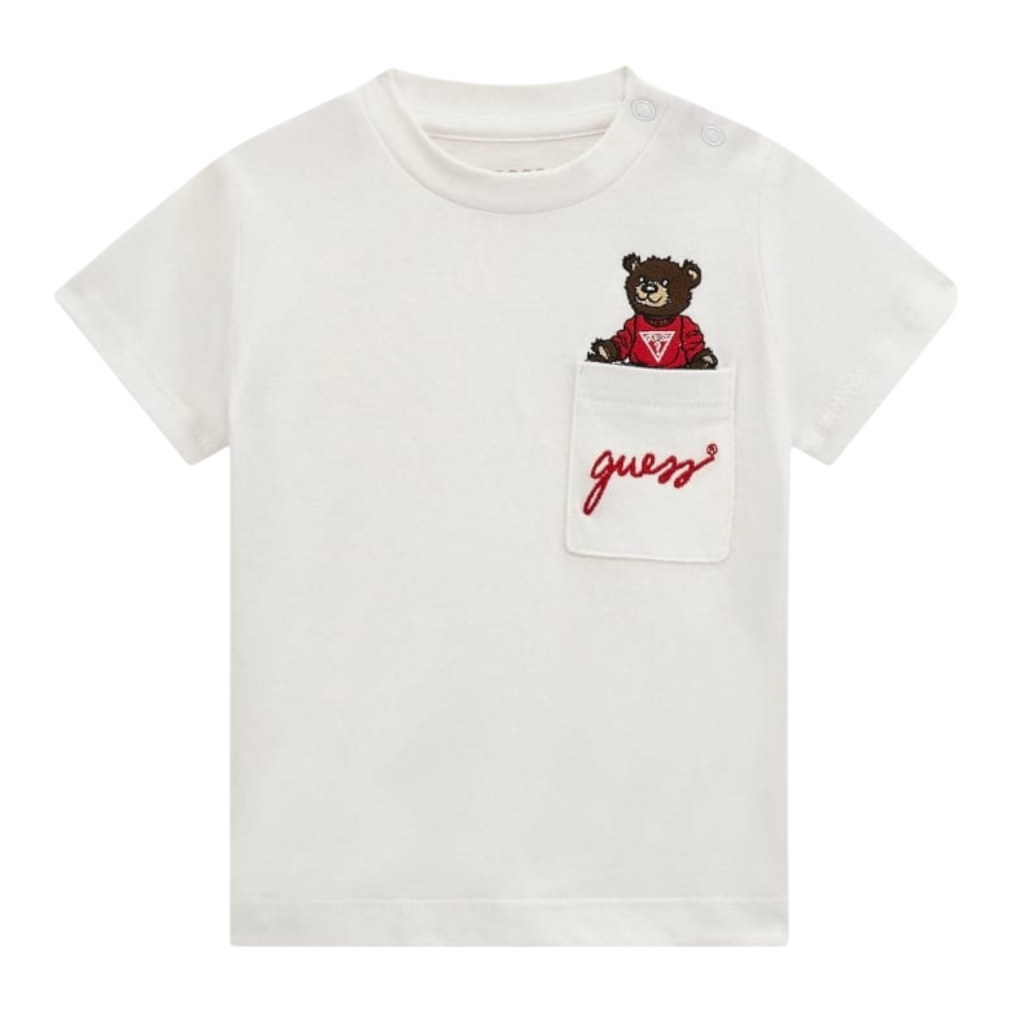 Guess T-Shirt Gircollo Tinta Unita con Stampa per Neonato I5RI03I3Z14 BIANCO GUESS 