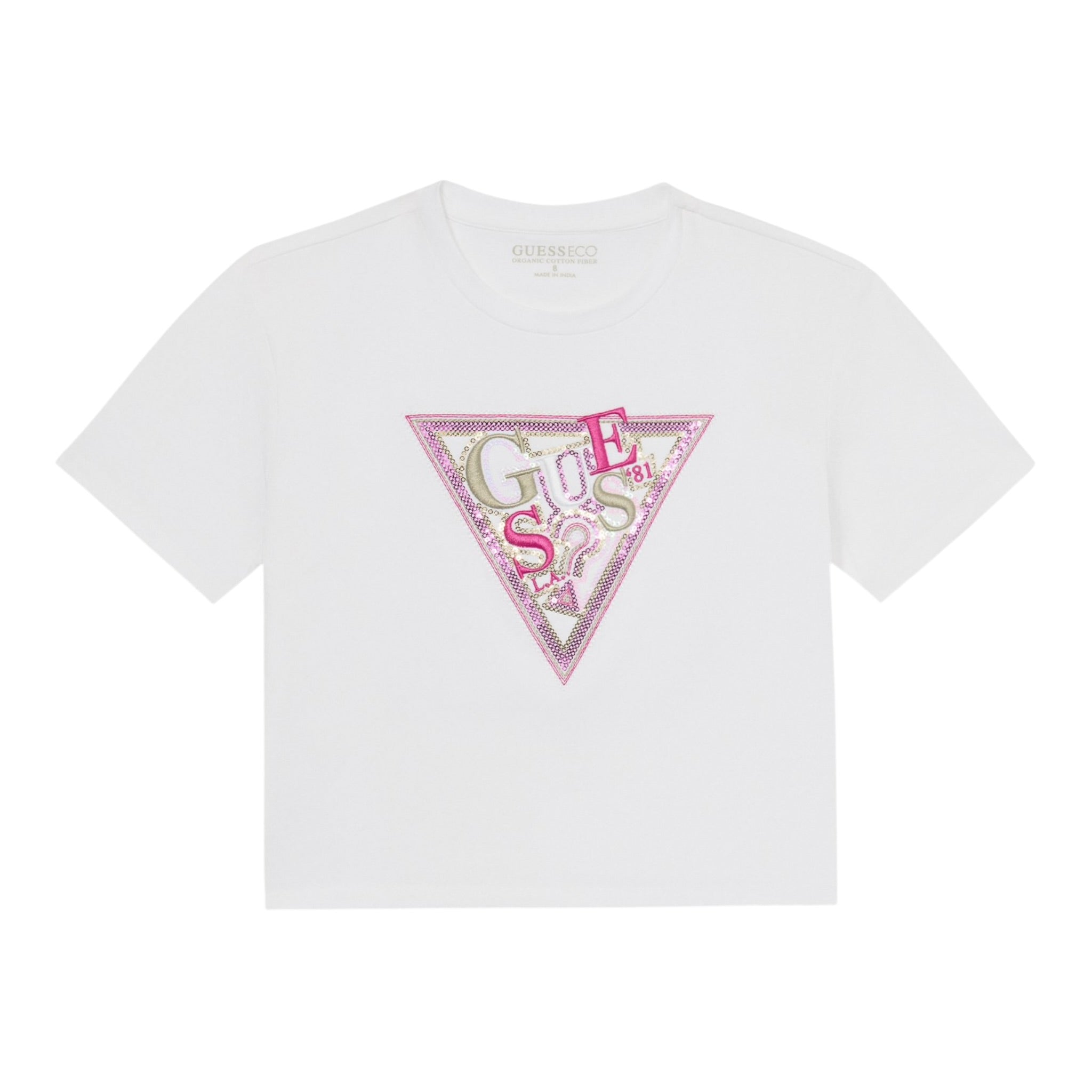 Guess T-Shirt Girocollo Tinta Unita con Stampa per Bambina J5GI04K6YW4 BIANCO GUESS 