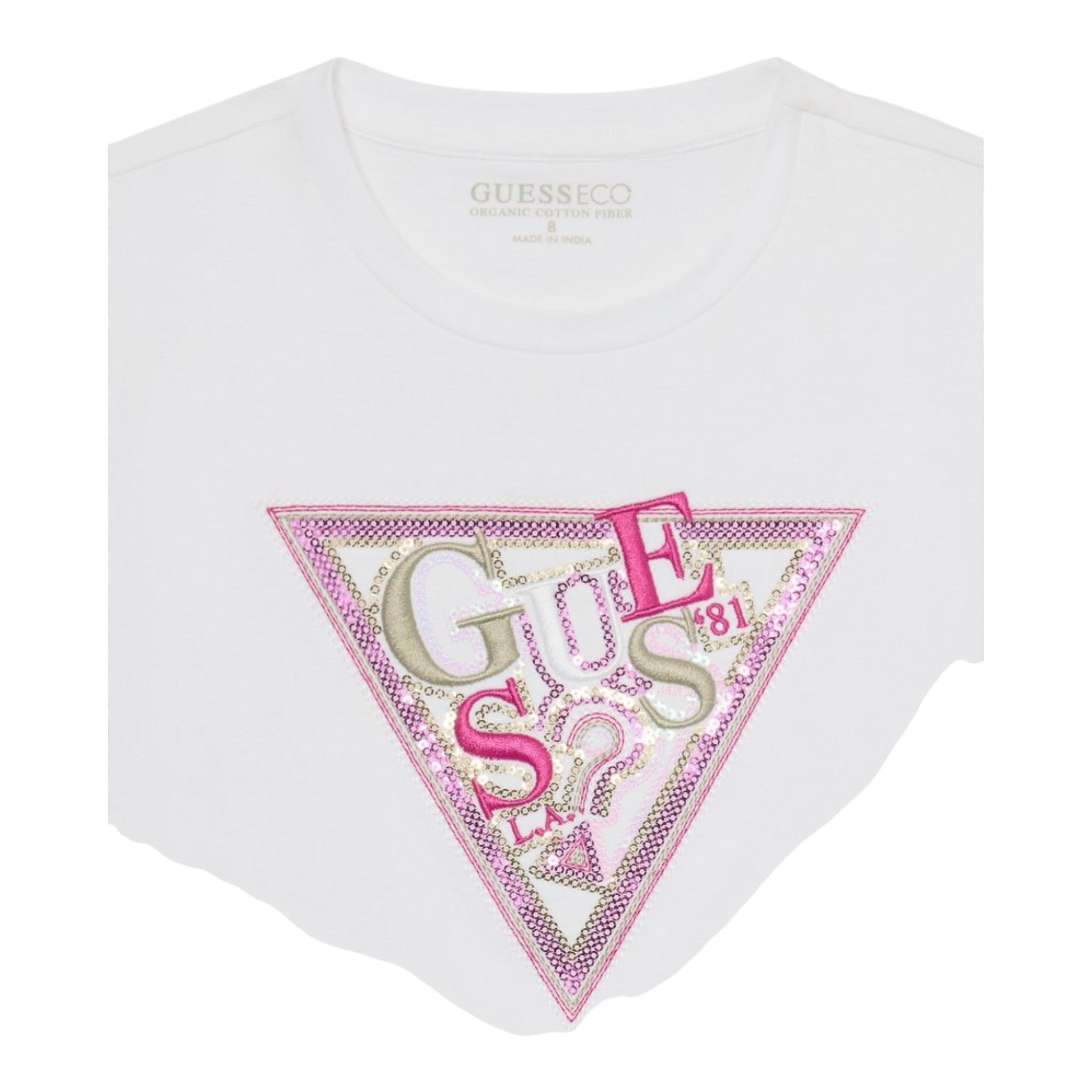 Guess T-Shirt Girocollo Tinta Unita con Stampa per Bambina J5GI04K6YW4 BIANCO GUESS 