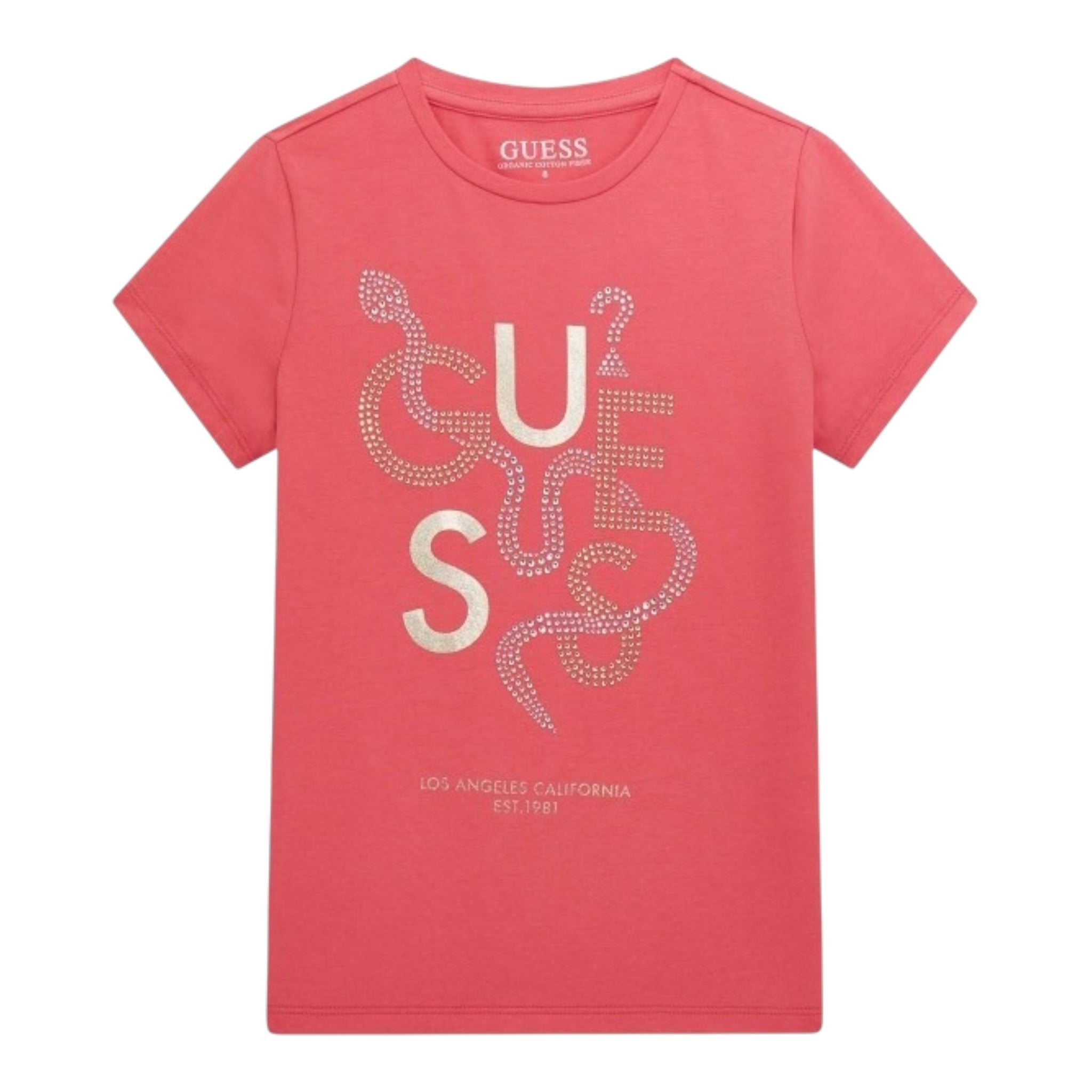 Guess T-Shirt Girocollo Tinta Unita con Stampa per Bambina J5RI15K6YW4 FUXIA GUESS 