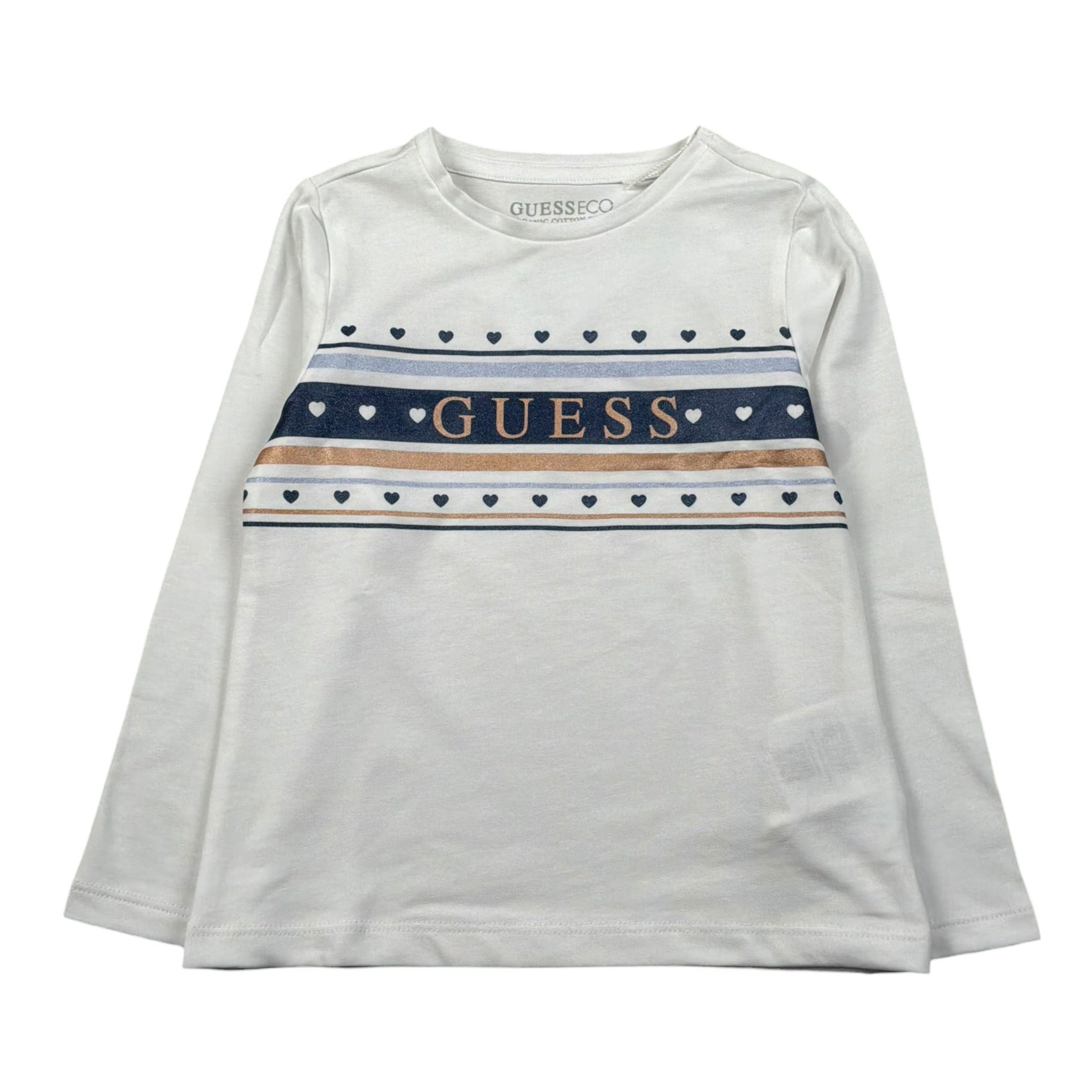 Guess Shirt Girocollo Tinta Unita con Logo per Neonata K5RI04K6YW4 BIANCO GUESS 