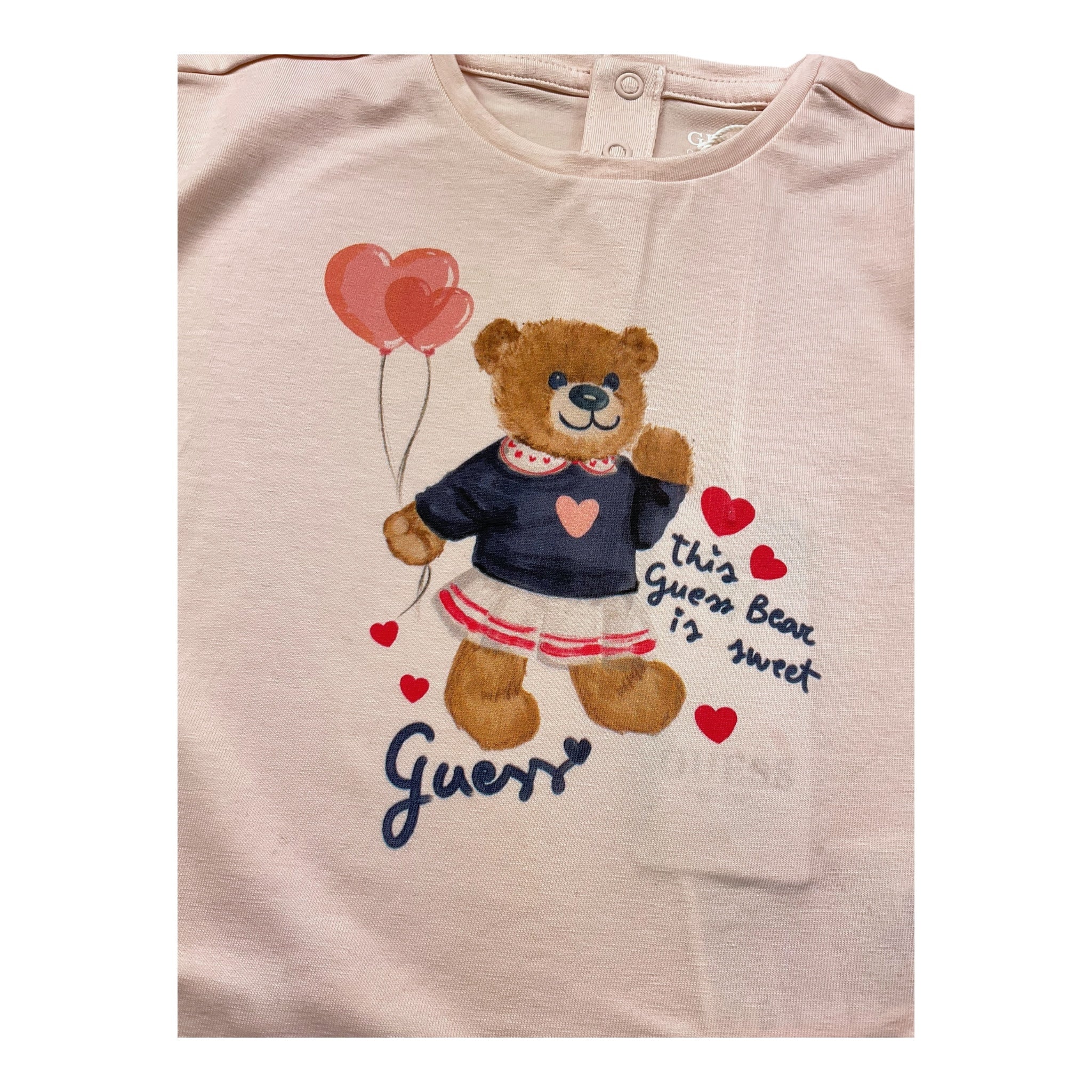 Guess T-Shirt Girocollo Tinta Unita con Stampa per Neonata K5RI12K6YW4X ROSA GUESS 