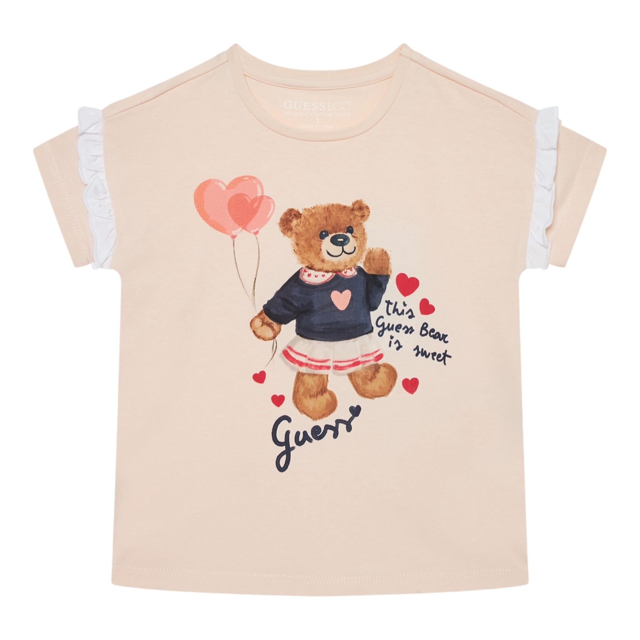 Guess T-Shirt Girocollo Tinta Unita con Stampa per Neonata K5RI12K6YW4XX ROSA GUESS 