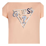 Guess T-Shirt Tinta Unita con Stampa E Paillettes per Neonata K5RI16K6YW4N PESCA GUESS 