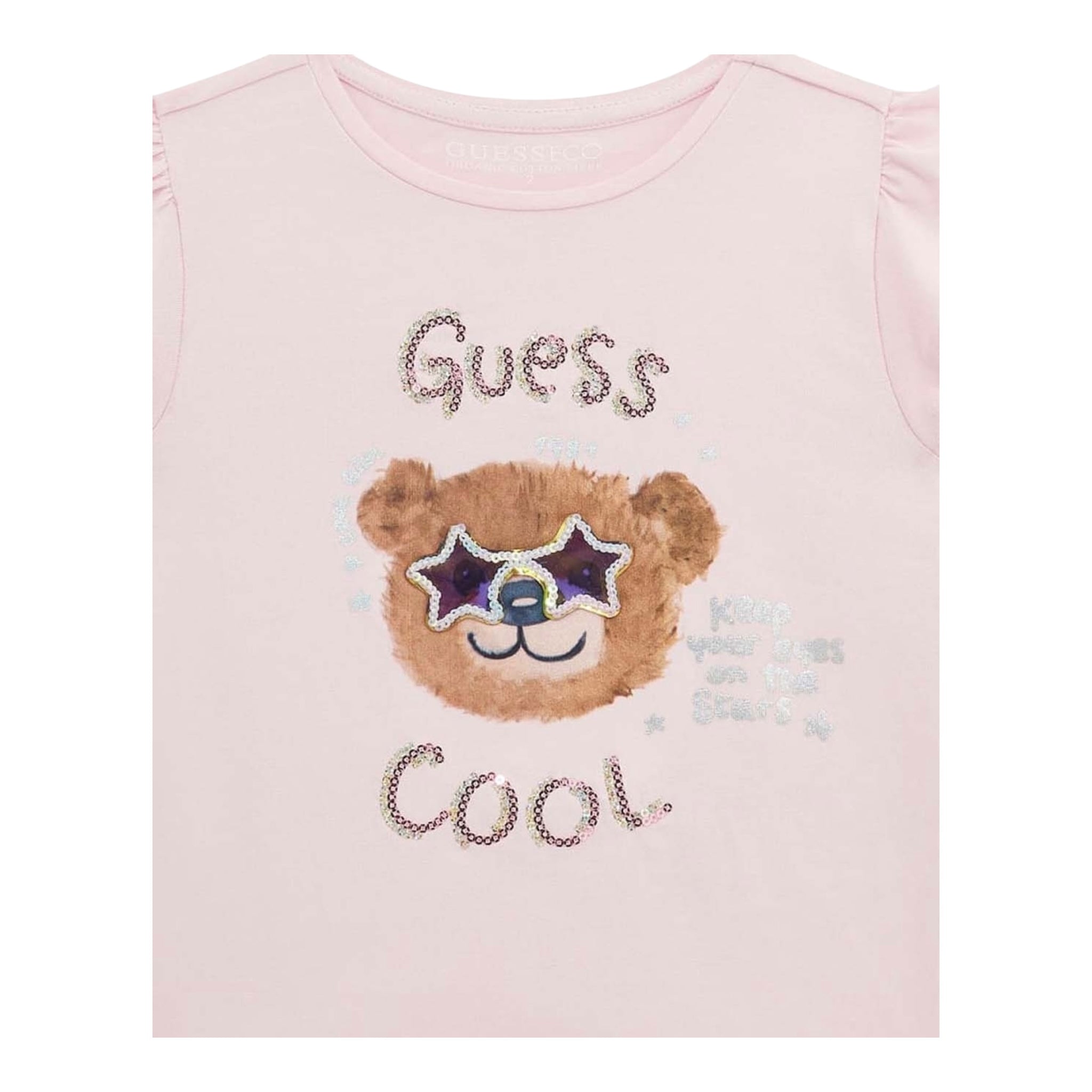 Guess T-Shirt Girocollo Tinta Unita con Stampa per Neonata K5RI18K6YW4 ROSA GUESS 