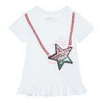 Guess T-Shirt Tinta Unita con Paillettes per Neonata K5RI19K6YW4X BIANCO GUESS 