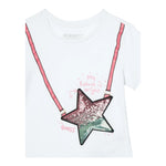 Guess T-Shirt Tinta Unita con Paillettes per Neonata K5RI19K6YW4X BIANCO GUESS 