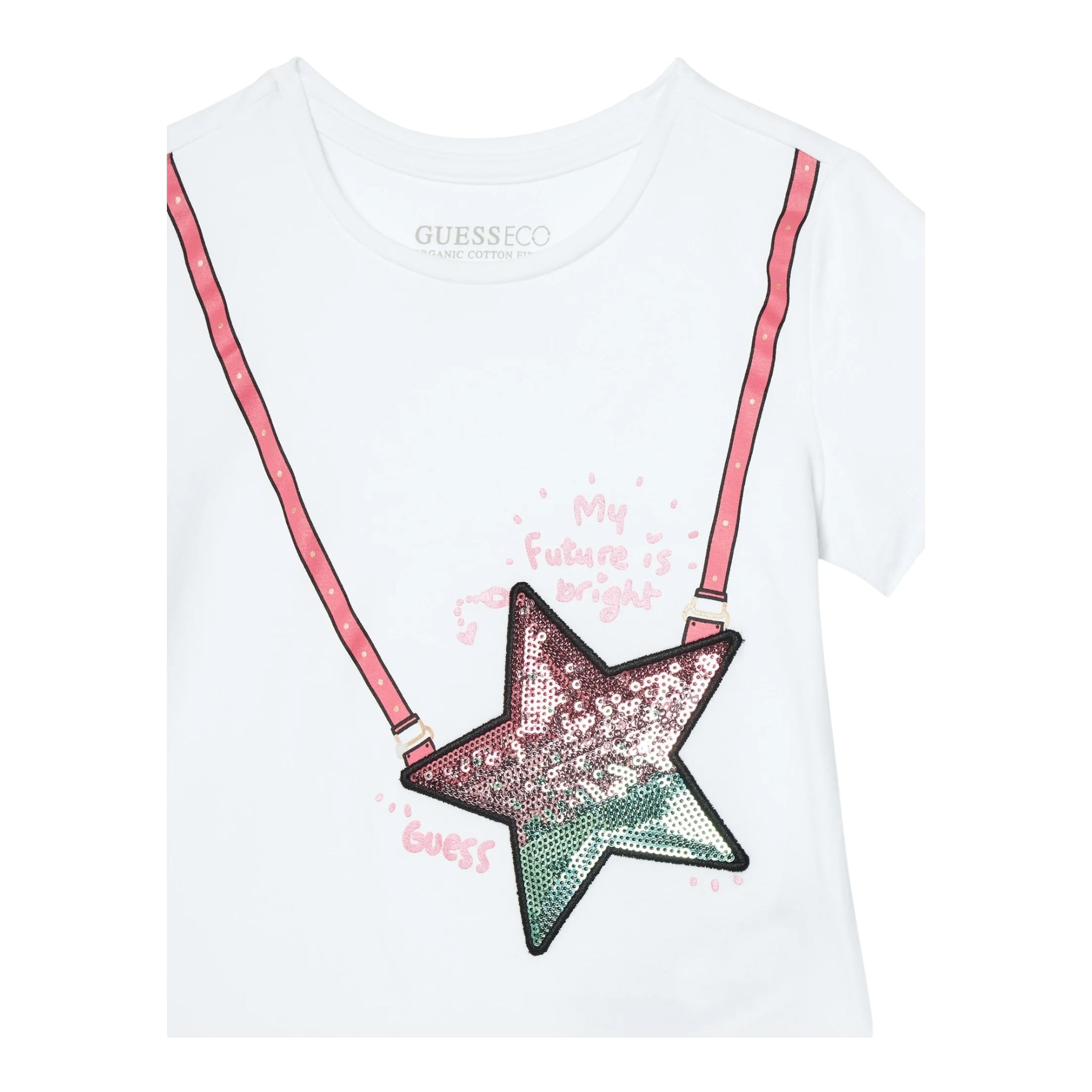 Guess T-Shirt Tinta Unita con Paillettes per Neonata K5RI19K6YW4X BIANCO GUESS 