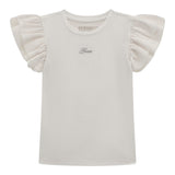 Guess T-Shirt Tinta Unita con Tulle per Bambina K5RI22K6YW4 BIANCO GUESS 
