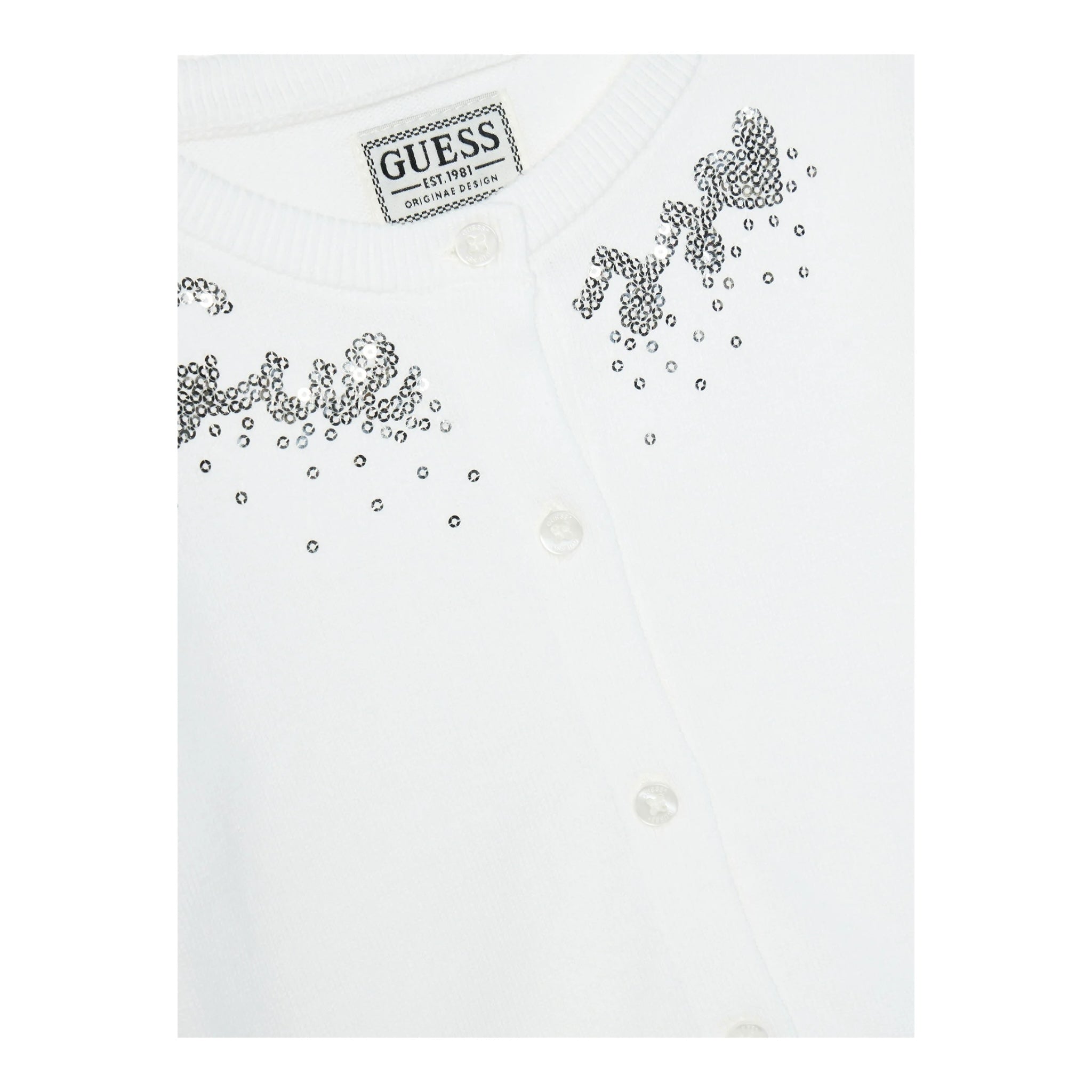 Guess Cardigan Tinta Unita con Paillettes per Neonata K5RR03Z3820 BIANCO GUESS 