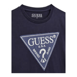 Guess T-Shirt Girocollo Tinta Unita con Stampa per Bambino L5RI14K8HM4 BLU GUESS 