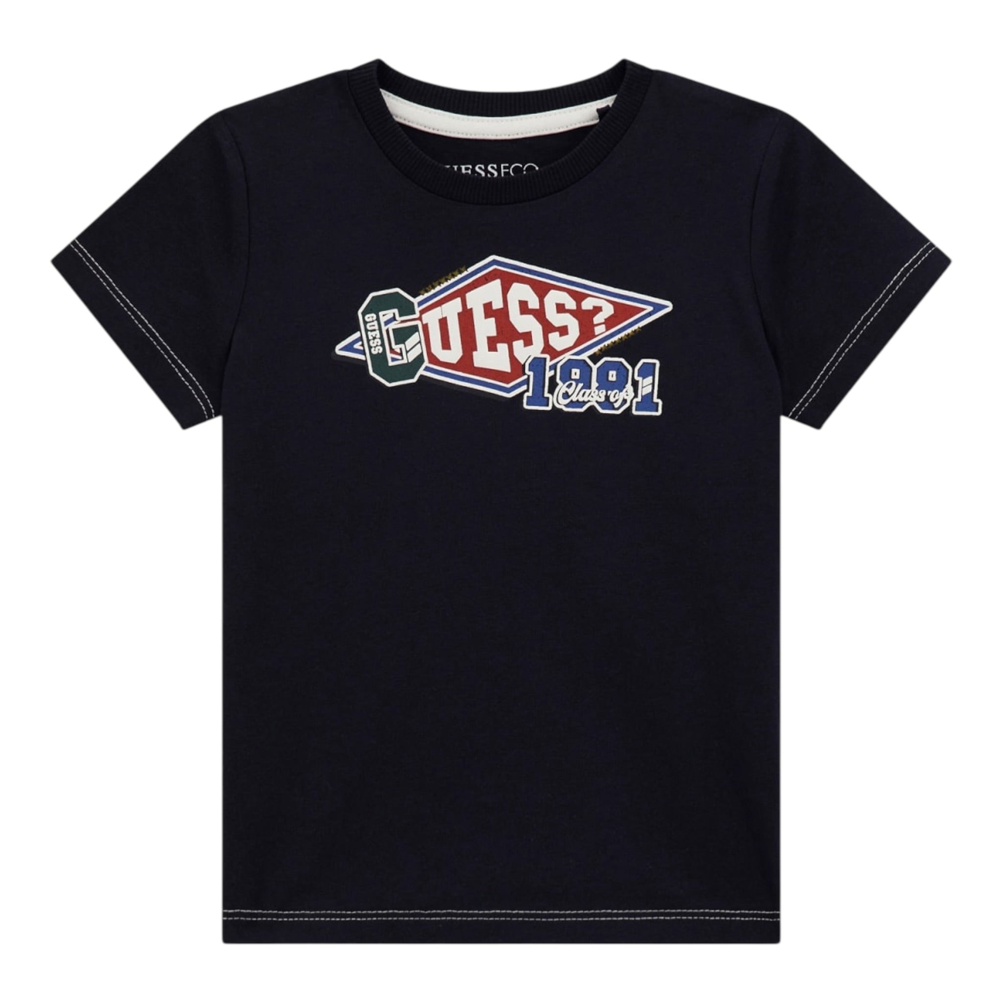 Guess T-Shirt Girocollo Tinta Unita con Stampa per Neonato N4RI11K8HM4 BLU GUESS 