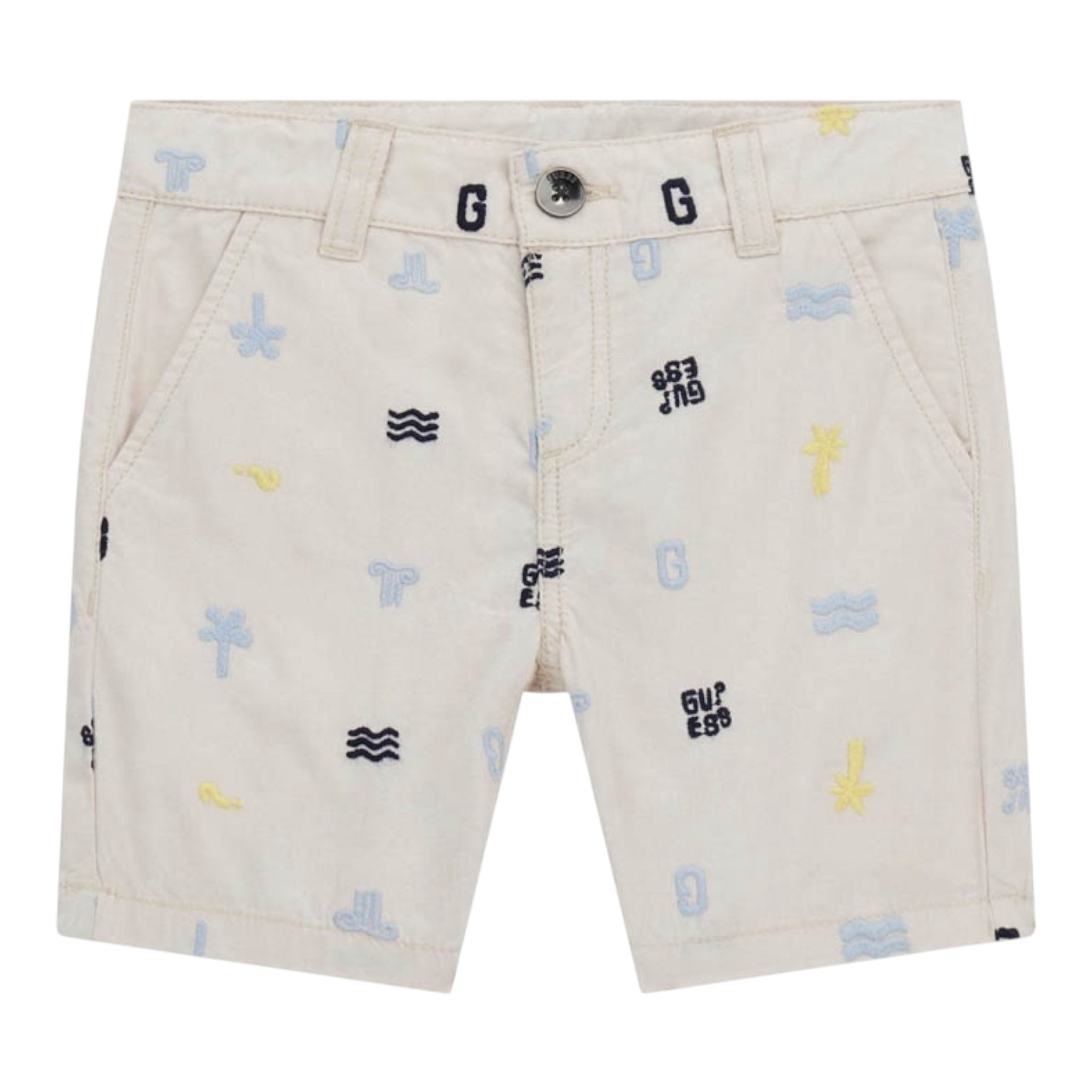 Guess Bermuda Tinta Unita con Girovita Regolabile per Neonato N5GD04WGBT1 BEIGE GUESS 