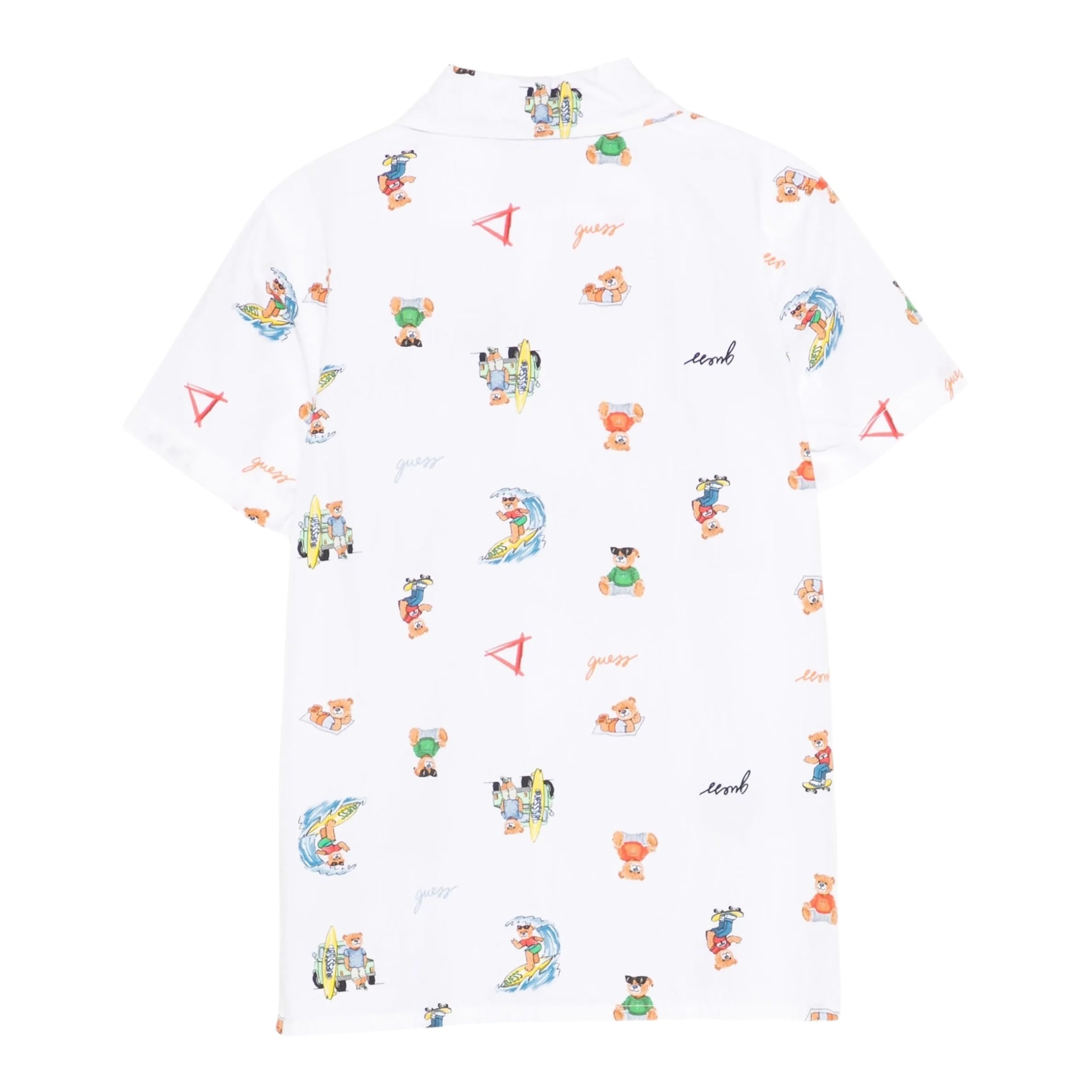 Guess Camicia Mezza Manica Tinta Unita con Stampa per Bambino N5GH05WBHQ1 BIANCO GUESS 