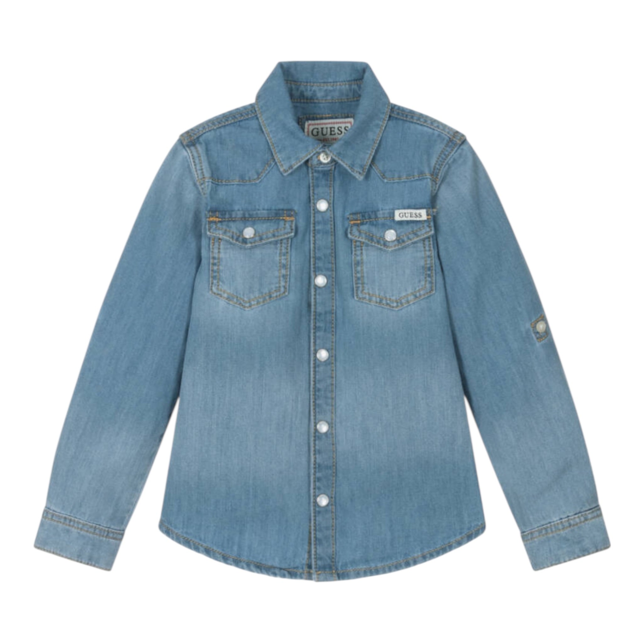 Guess Camicia Manica Lunga In Denim per Neonato N5RH05D5K80X AZZURRO GUESS 