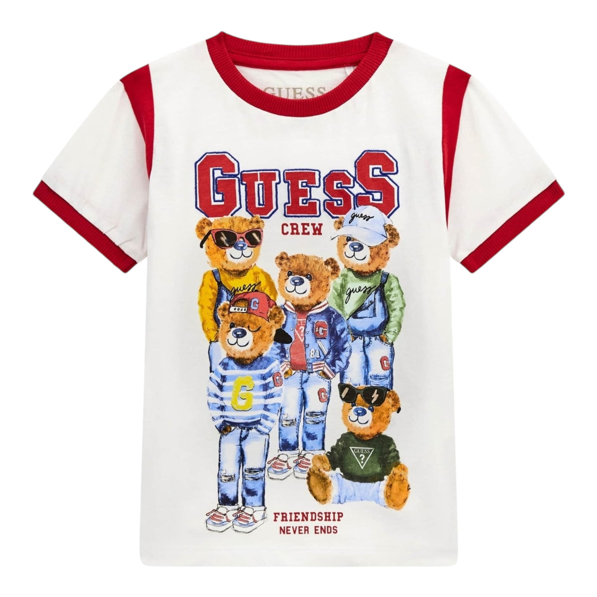 Guess T-Shirt Girocollo Stampa Fantasia per Neonato N5RI04K8HM4 BIANCO GUESS 