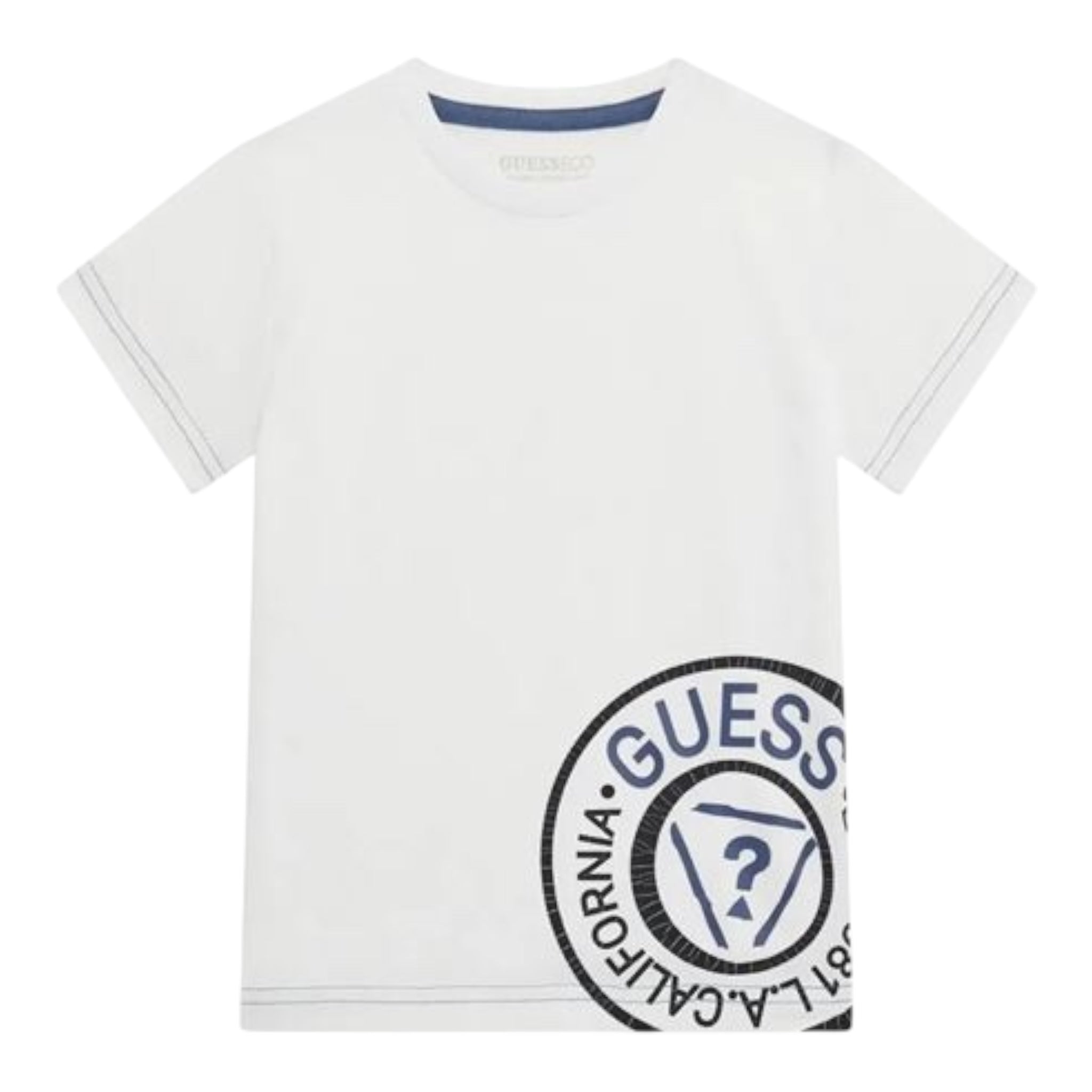 Guess T-Shirt Girocollo Tinta Unita con Stampa per Neonato N5RI15K8HM4N BIANCO GUESS 