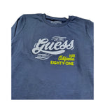 Guess Shirt Girocollo Tinta Unita con Logo per Bambino N5RI17K8HM4JX BLU GUESS 