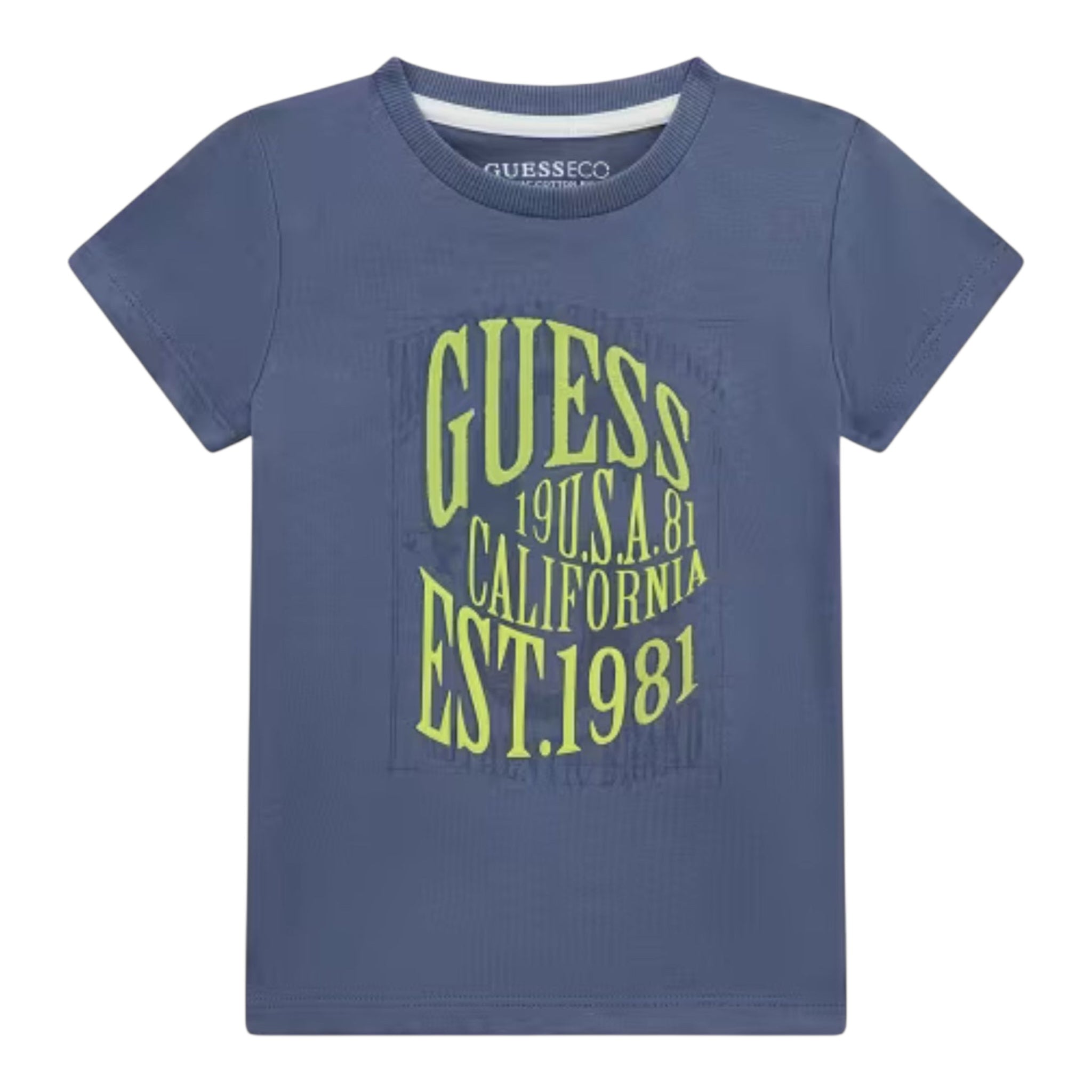Guess T-Shirt Girocollo Tinta Unita con Stampa per Neonato N5RI19K8HM4N AZZURRO GUESS 