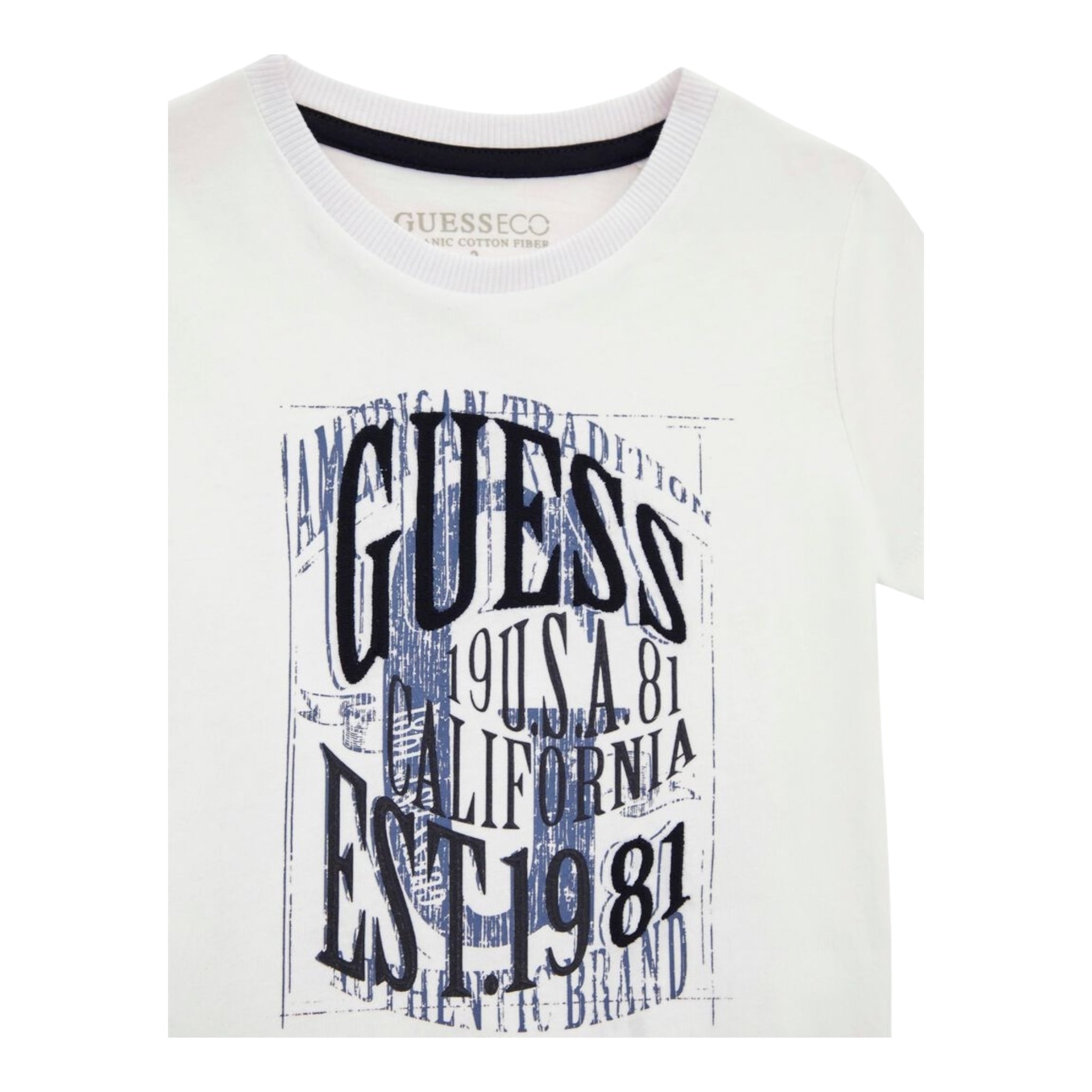 Guess T-Shirt Girocollo Tinta Unita con Stampa per Neonato N5RI19K8HM4N BIANCO GUESS 