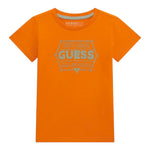 Guess T-Shirt Girocollo Tinta Unita con Stampa per Bambino N5RI25K8HM4 ARANCIONE GUESS 