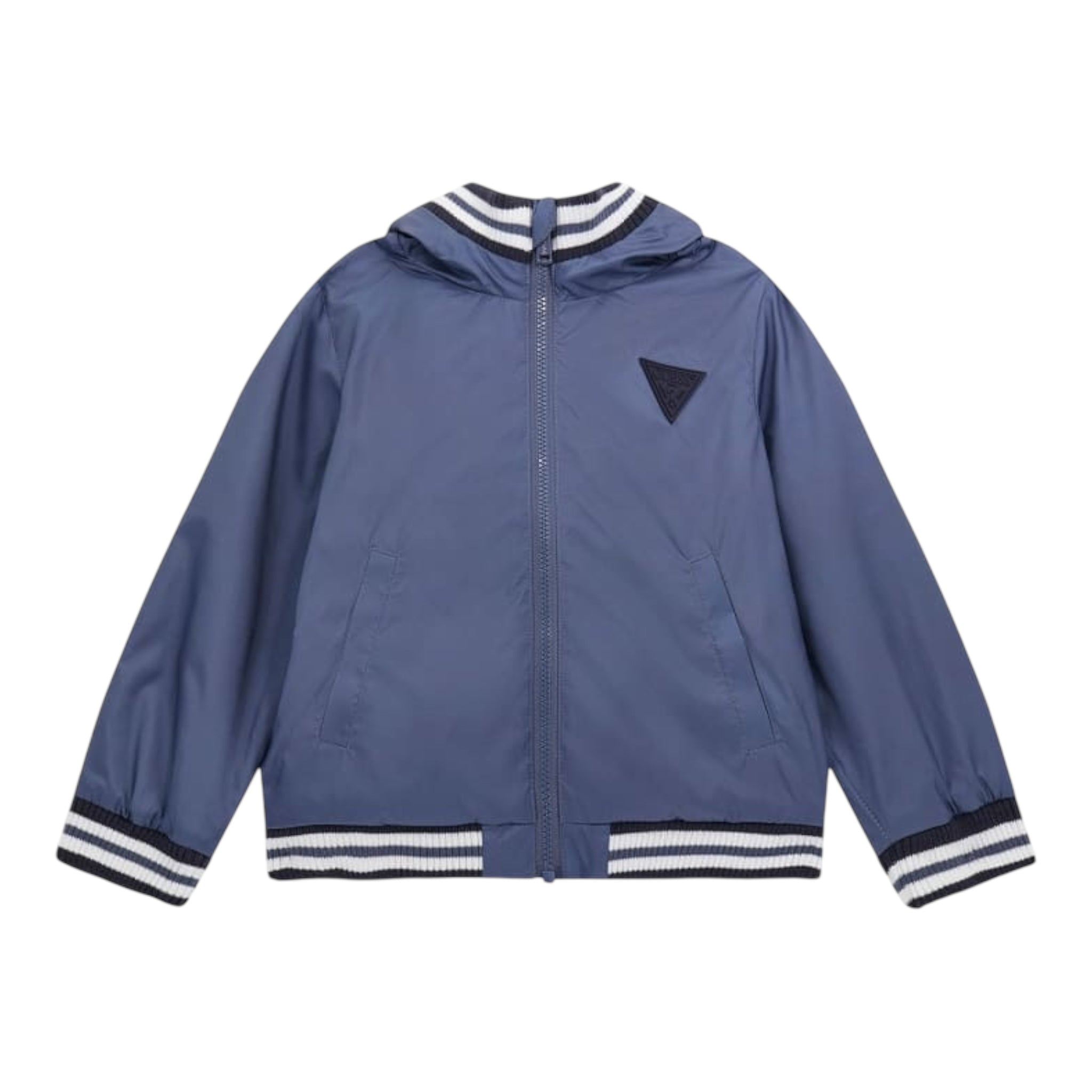 Guess Giubbino Tinta Unita con Zip E Cappuccio per Neonato N5RL11WCFM0 BLU GUESS 