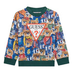 Guess Felpa Tinta Unita Girocollo con Stampa Orsi per Neonato N5RQ03KA6R4X VERDE GUESS 