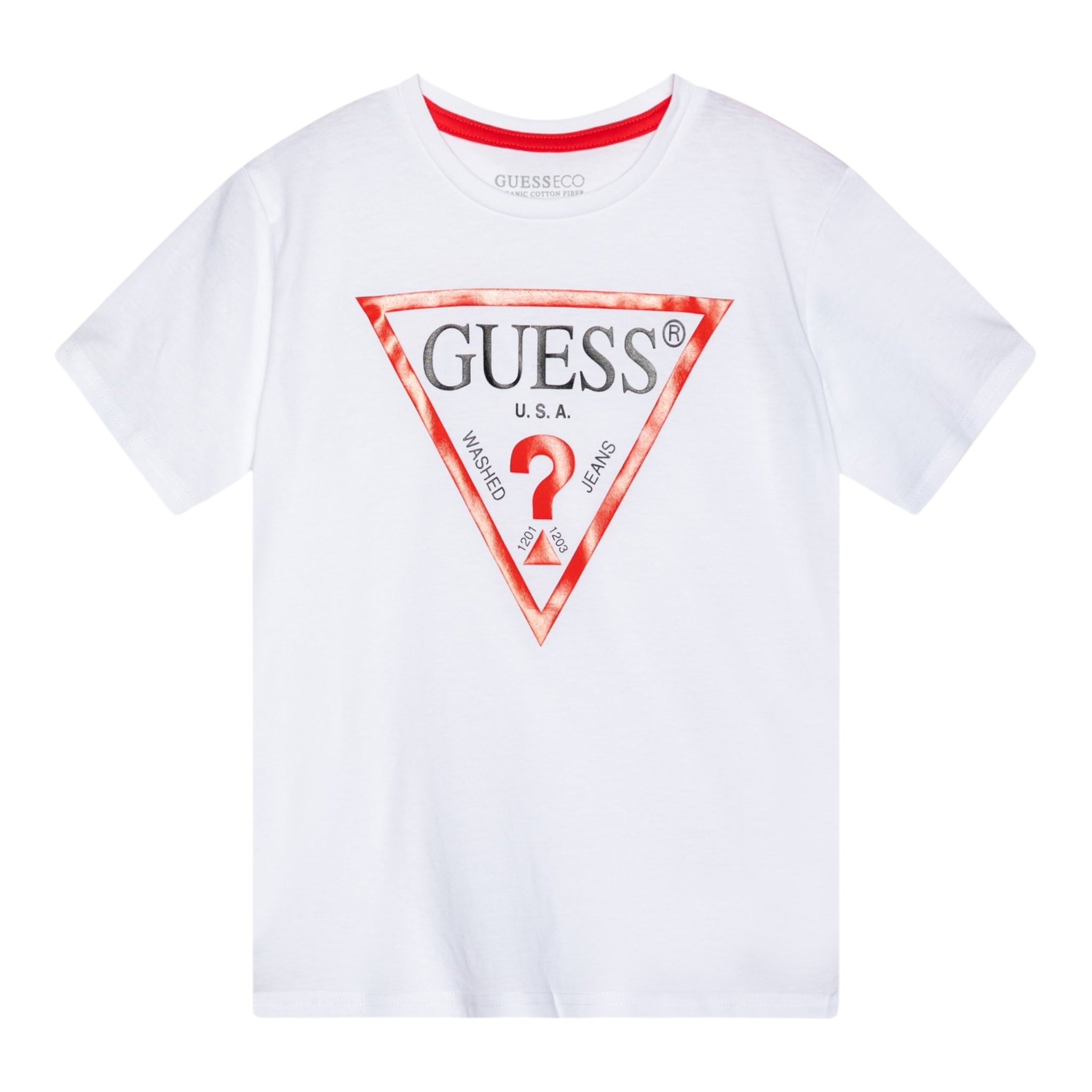 Guess T-Shirt Tinta Unita con Stampa per Bambino N73I55K8HM0X BIANCO GUESS 