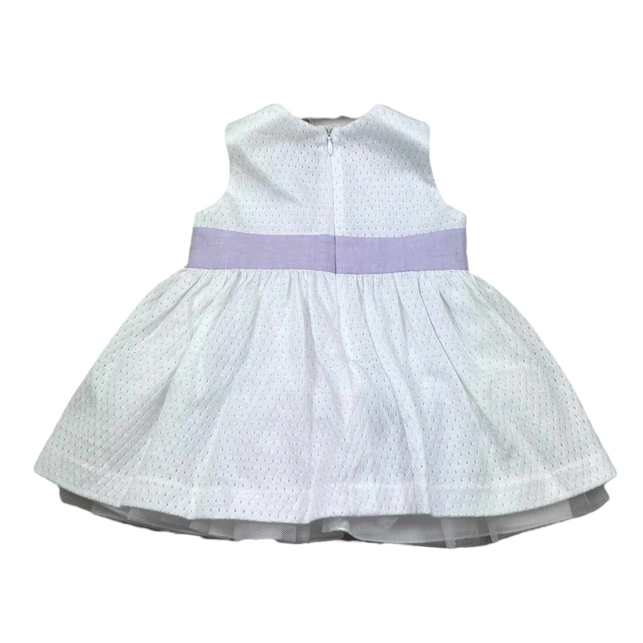 I Delfi Abito Giromanica Tinta Unita con Cintura In Contrasto per Neonata 25P5079 BIANCO I DELFI 