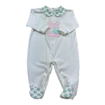 I Delfi Tutina Manica Lunga Tinta Unita con Colletto In Contrasto per Neonata 25P5140 BIANCO I DELFI 