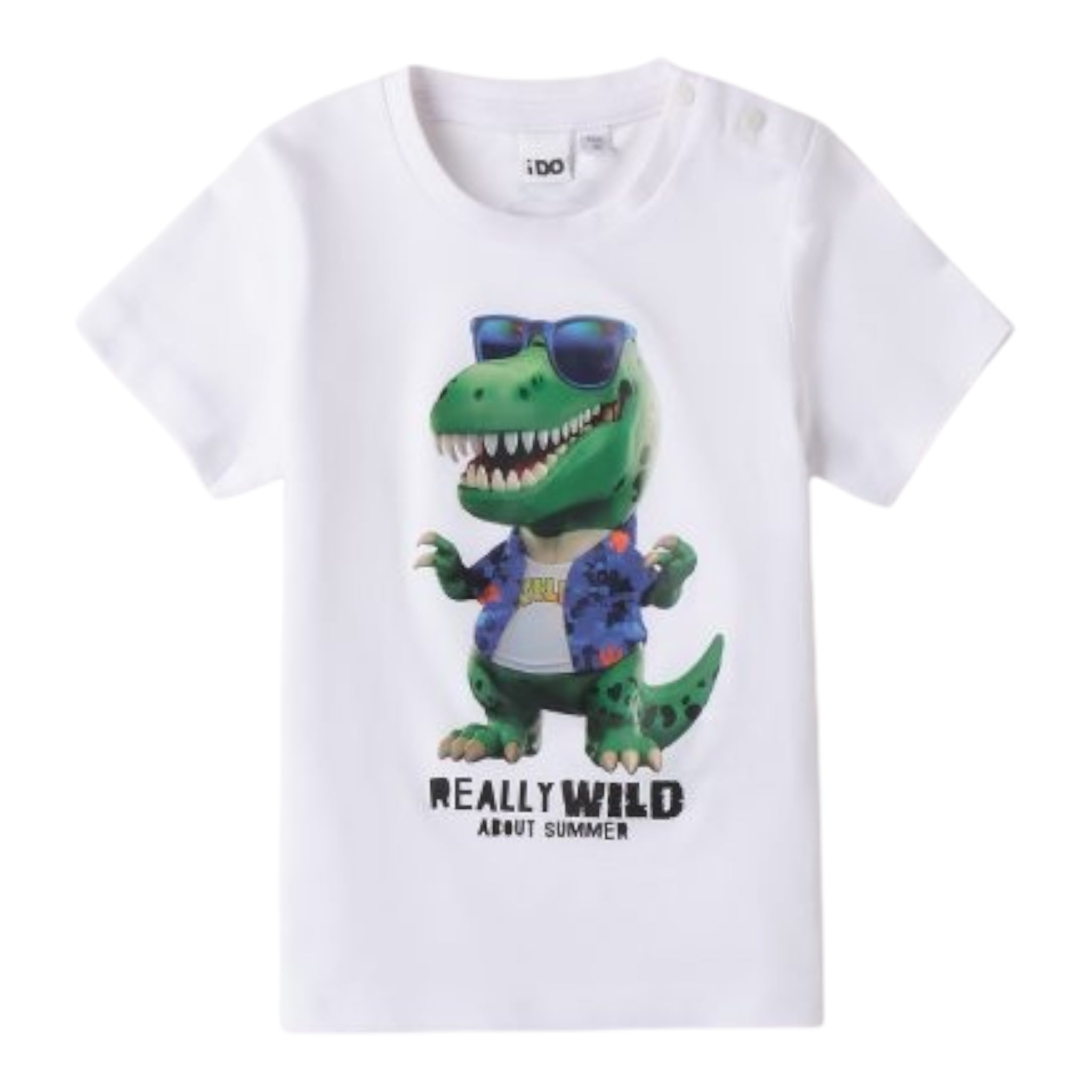 I Do T-Shirt Girocollo Tinta Unita con Stampa per Bambino 4B463 BIANCO I DO 