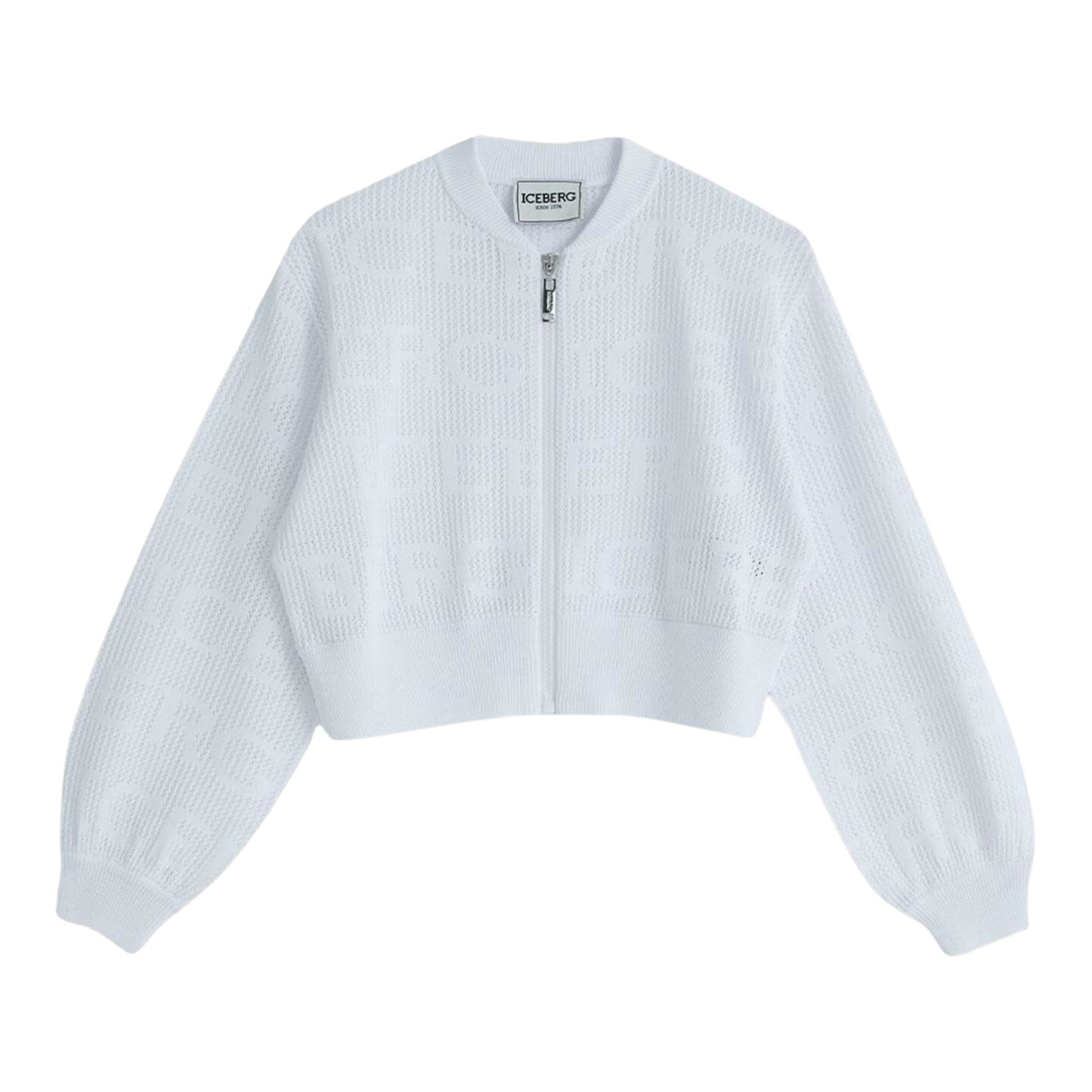 Iceberg Felpa con Zip tinta unita Traforata Bianco per Bambina MGICE5150J BIANCO ICEBERG 