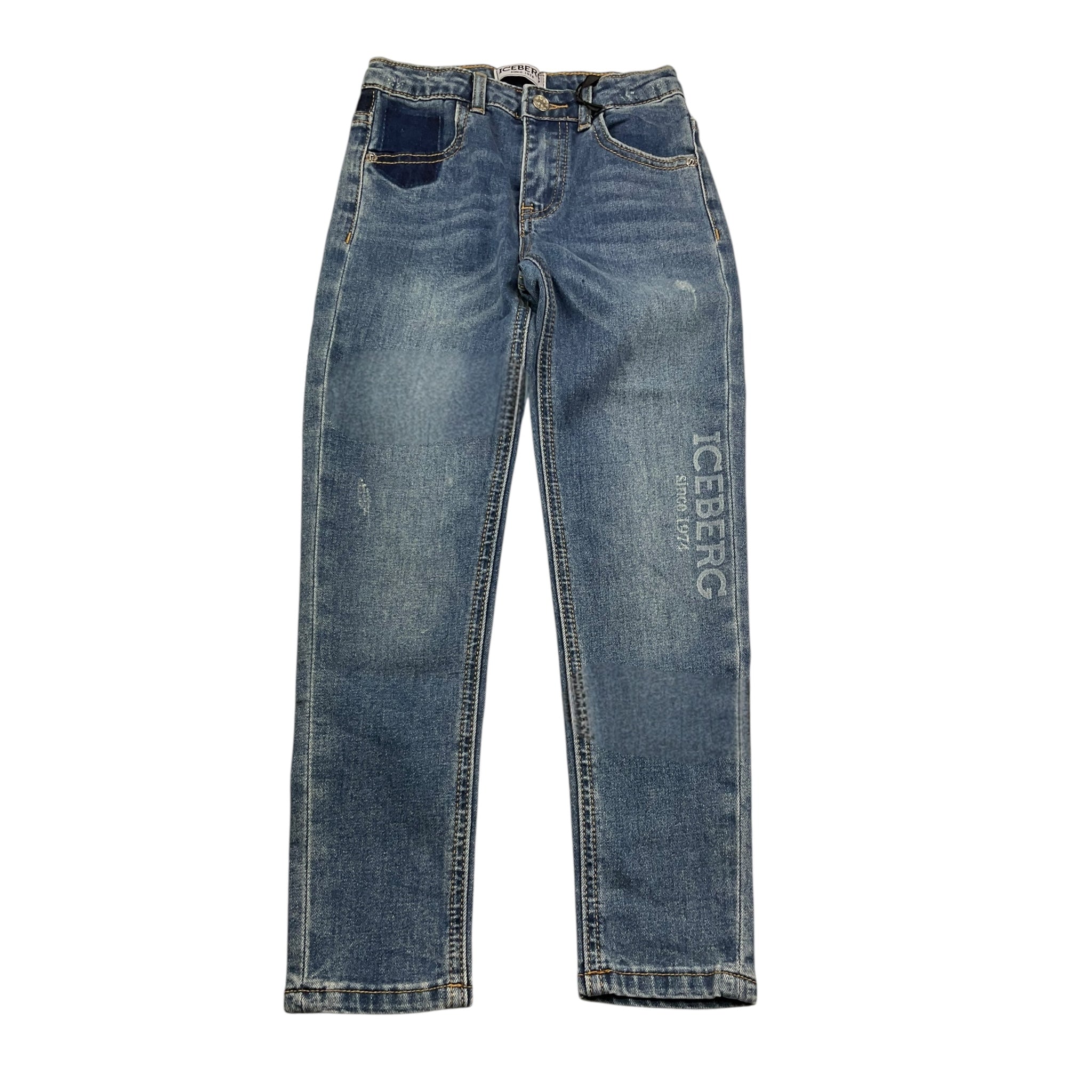 Iceberg Jeans Tinta Unita con Girovita Regolabile per Bambino PTICE4102B BLU ICEBERG 